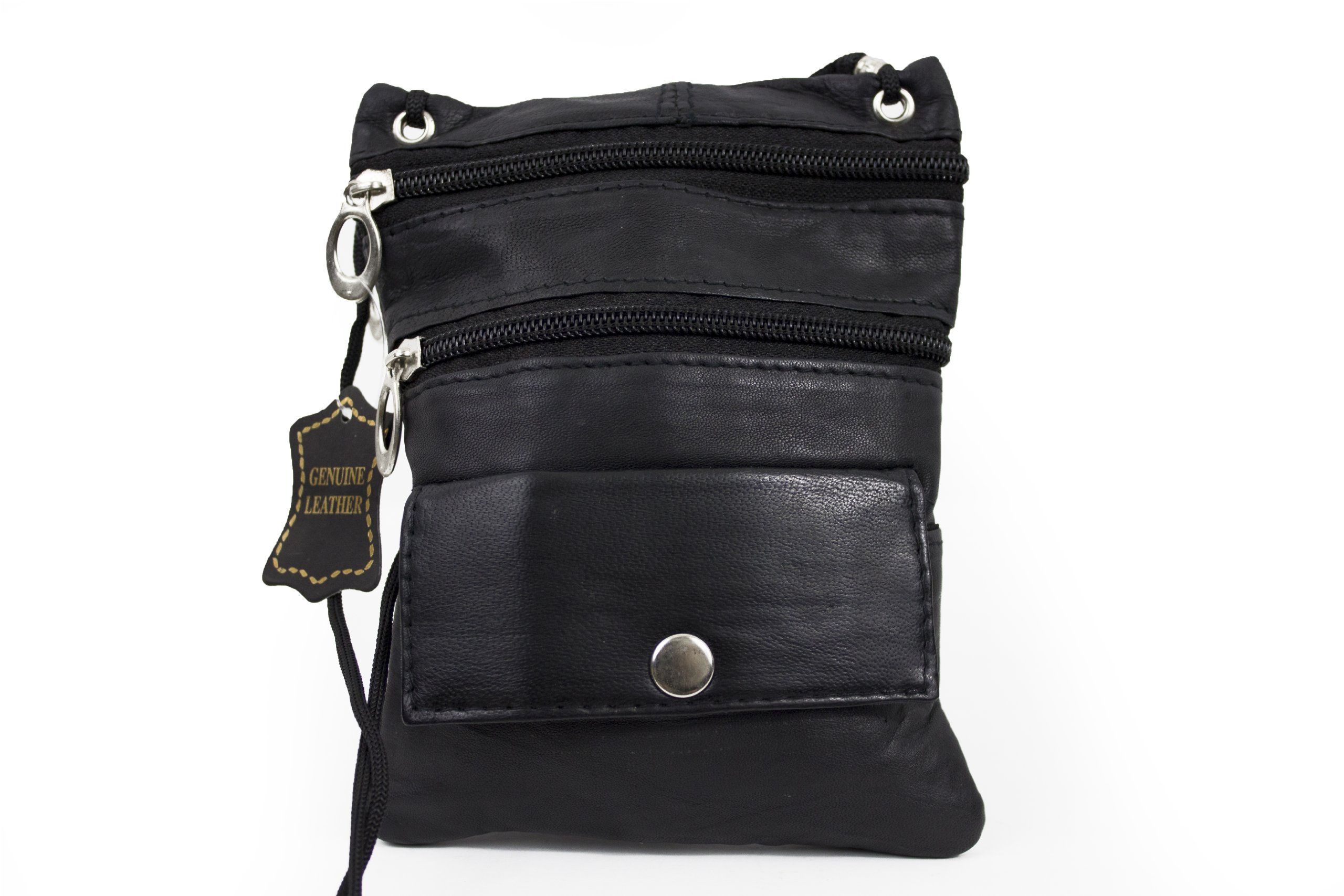 Soft Leather Neck ID & Passport Wallet Holder - RFID Blocking Travel Pouch for Men Women - Secure Document Organizer for Airports, Cruises & International Travel (Black)