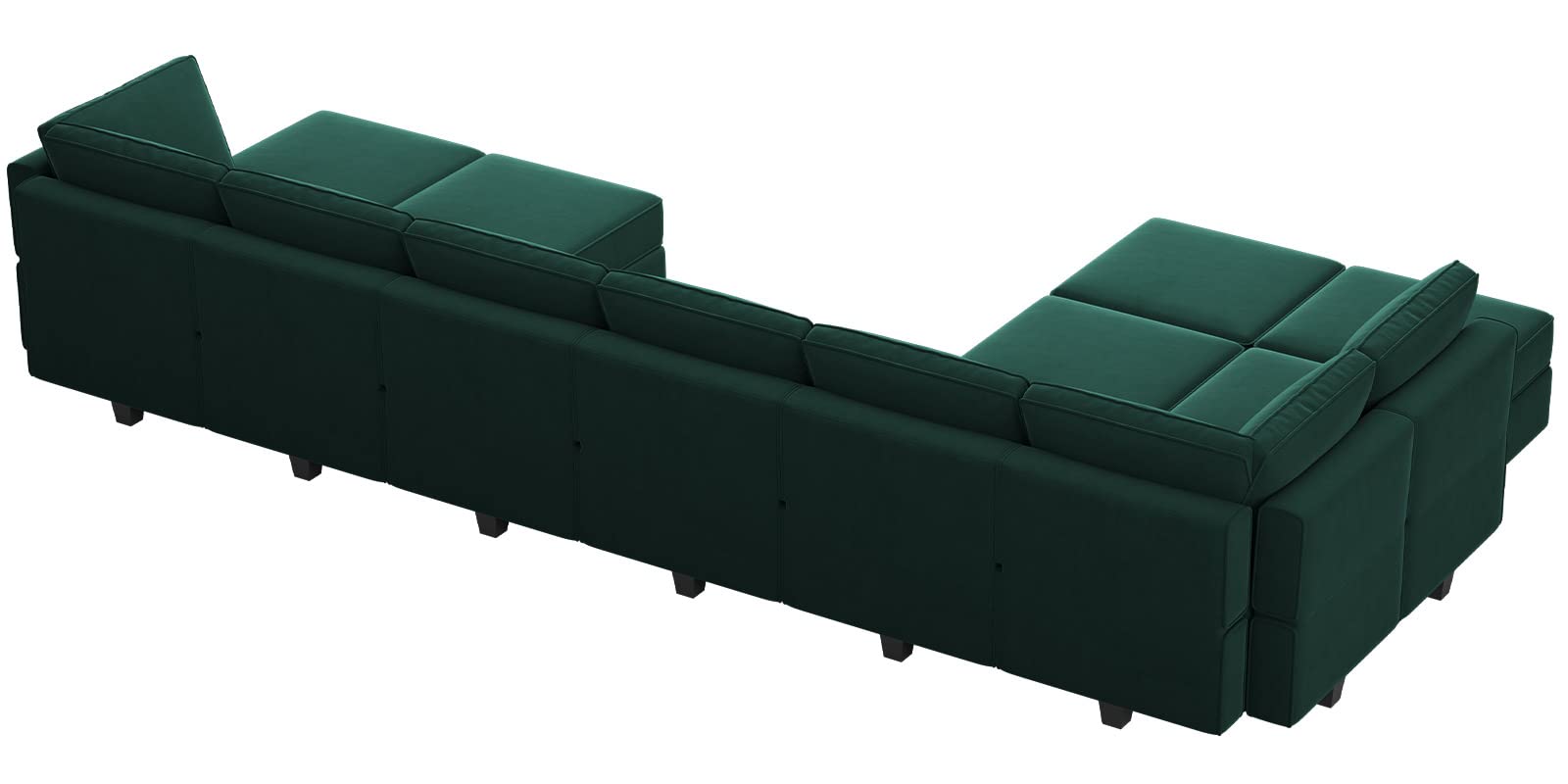 Belffin Oversized U-Shaped Modular Sectional Sofa with Reversible Double Chaises - Velvet Storage Sleeper Sofa in Green | Perfect for Large Living Rooms, Home Theaters & Family Gatherings