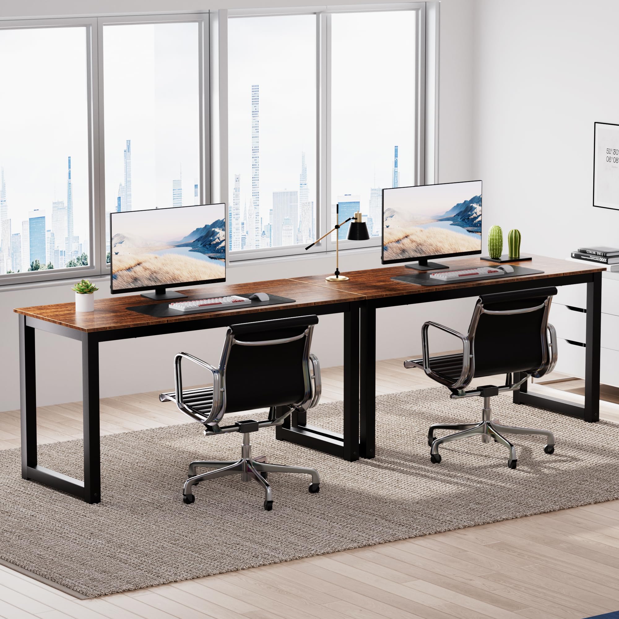 55 Inch Modern Industrial Computer Desk - Home & Office Workstation with Leg Bars, Rustic Brown Writing Table for PC & Laptop | Perfect for Small Spaces, Gaming Setup & Remote Work