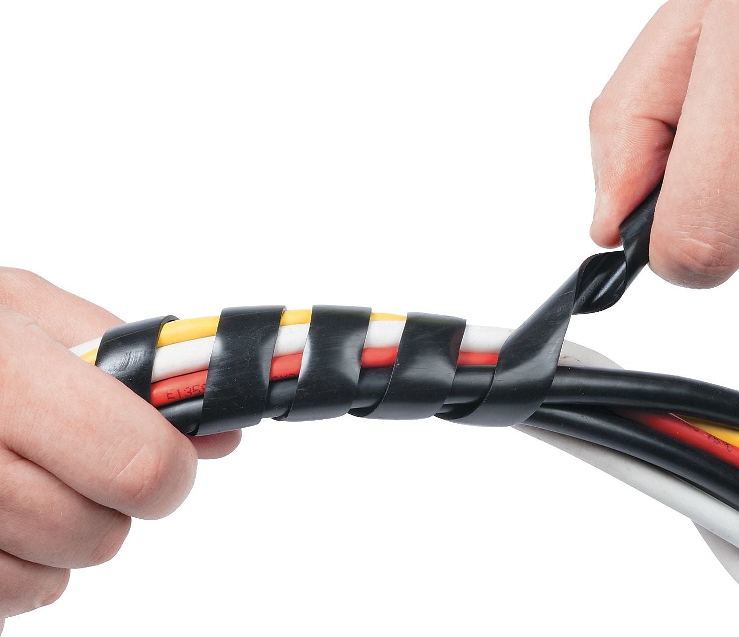 D-Line 8.2ft Black Spiral Cable Sleeve Wrap - Cord Organizer for Wires 0.39-1.5in Diameter - Hand Wrap Cable Management - LDPE Plastic Wire Protector - Perfect for Computer, TV, Office & Home Electronics Organization