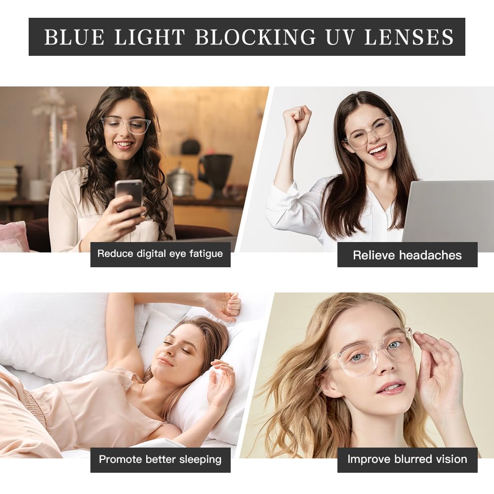 NZKNP Blue Light Blocking Glasses for Women & Men - Clear Anti-Eye Strain for Work & Gaming