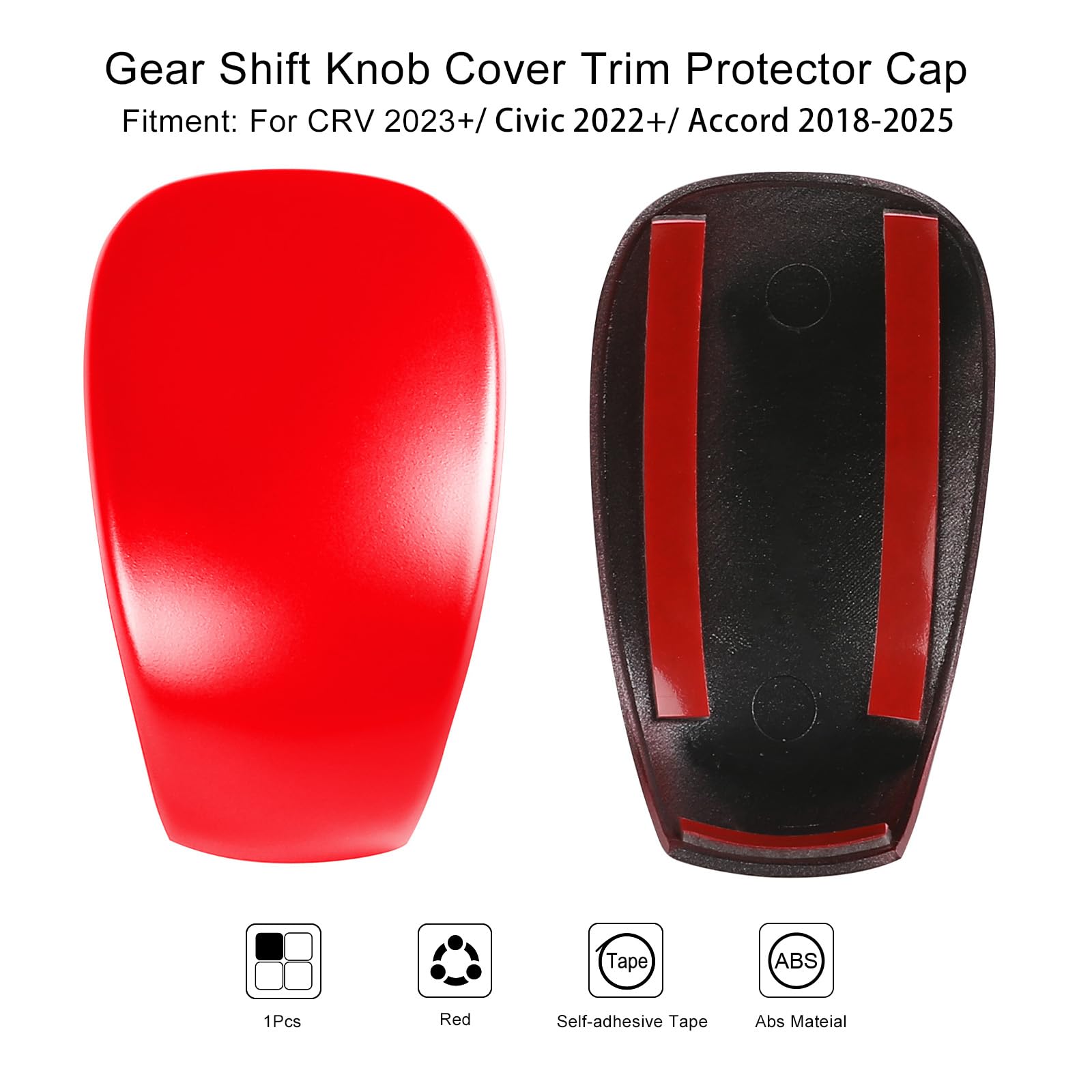 2022-2025 Honda Civic Gear Shift Knob Cover | Compatible with CRV 2023-2025 & Accord 2018-2025 | Automatic Transmission CVT Boot Protector | Red Interior Trim Cap Sticker | Perfect for Car Interior Upgrade & Protection