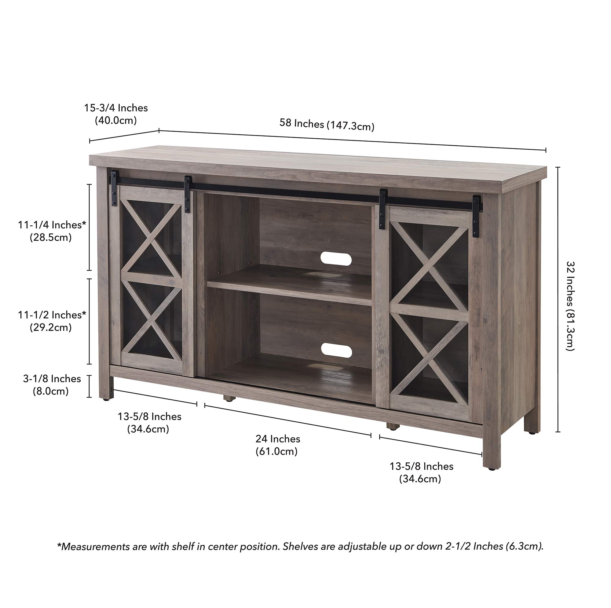 Modern Gray Oak Clementine Rectangular TV Stand for TVs up to 65