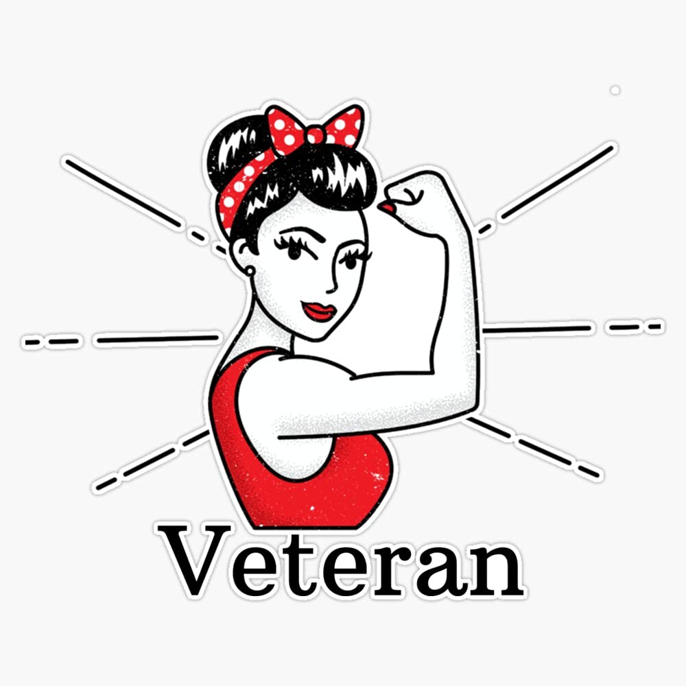 Veteran Woman Strong Vinyl Sticker - Waterproof Decal for Laptop, Wall, Window & Bumper - 5 Inch Patriotic Military Appreciation Gift - Perfect for Cars, Laptops, Water Bottles & Home Decor