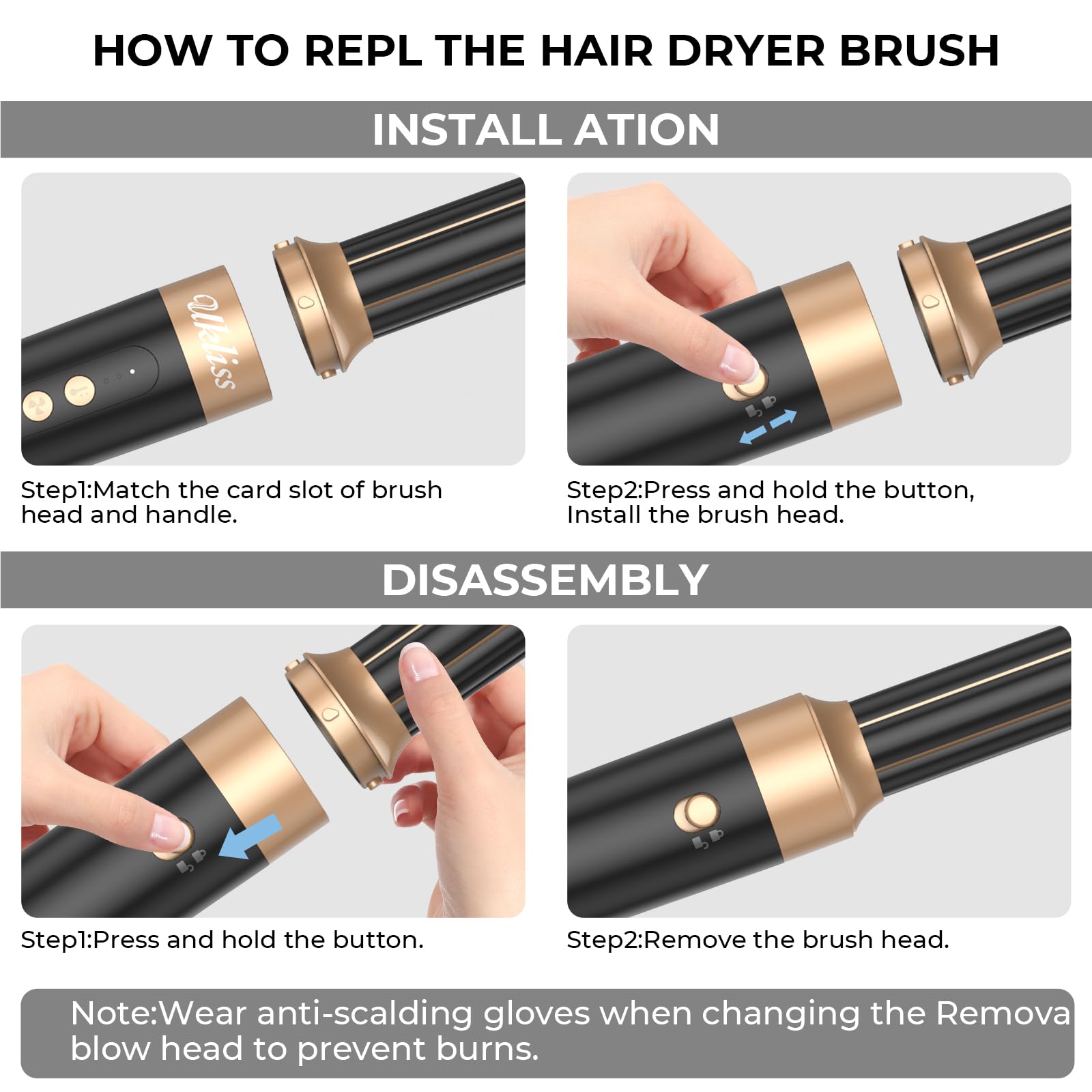 7-in-1 Hair Dryer Brush & Styler - 1400W Professional Blow Dryer with 30mm Curling Barrel, Round Brush & Diffuser for Fast Drying, Curling & Straightening (Black) | Perfect for Home Salon, Travel & Professional Styling