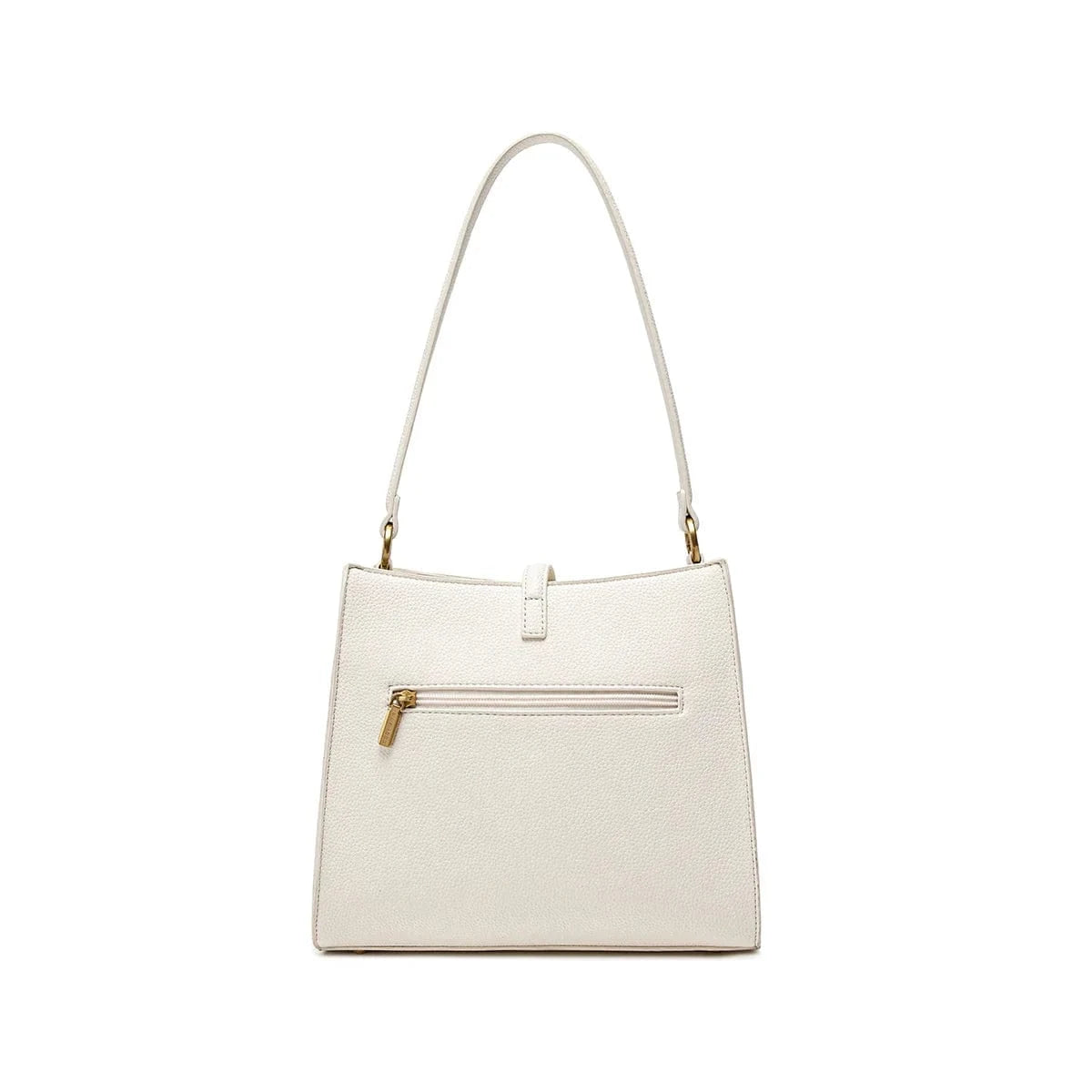 Vegan Leather Shoulder Bag for Women | Lock Design | Coconut Cream Pebbled Texture | Perfect for Work, Travel & Everyday Use