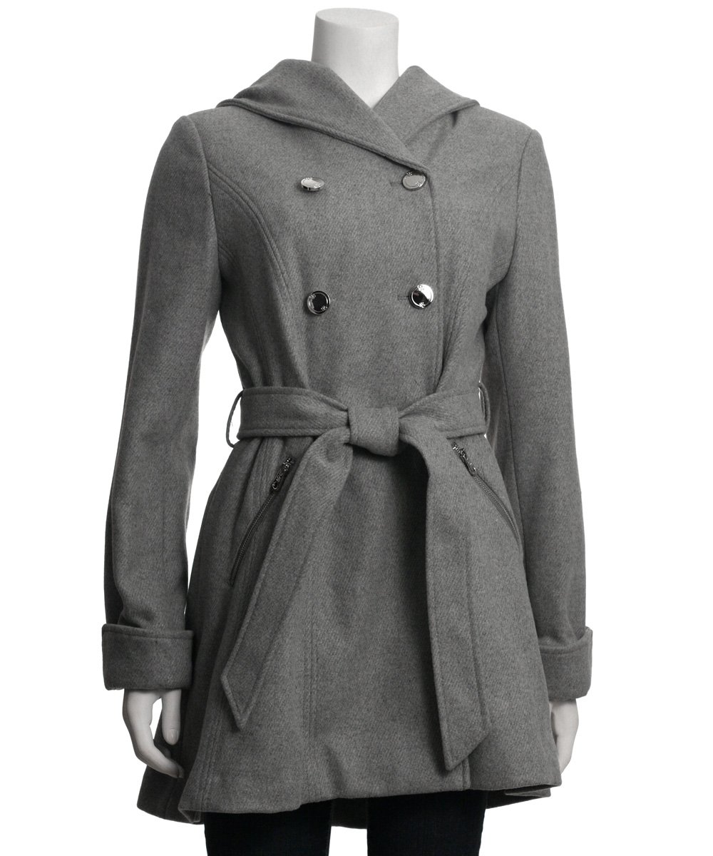 Jessica Simpson Double Breasted Hooded Coat - Women's Winter Warm Wool Blend Jacket for Casual & Office Wear | Water-Resistant Outerwear for Cold Weather