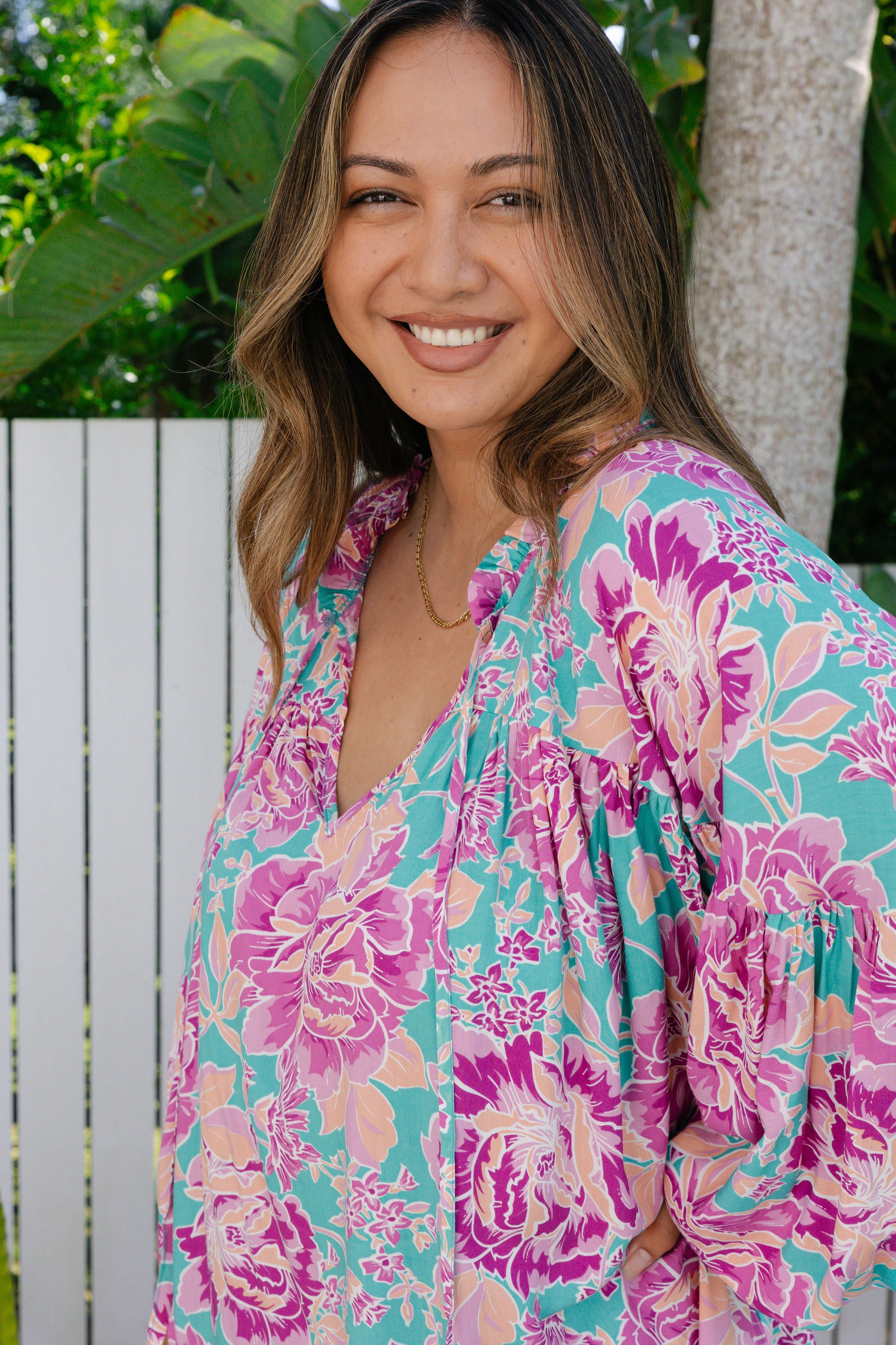 Amira Blouse in Destiny Print - Stylish Floral Women's Top for Casual Wear & Office Outfits