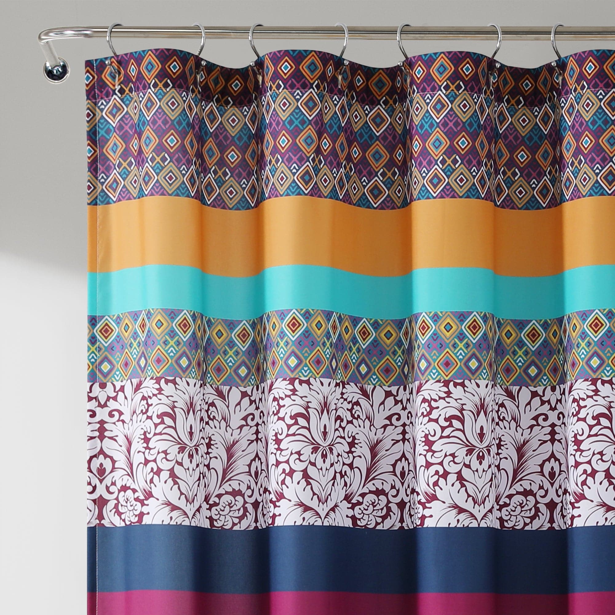 Boho Stripe Shower Curtain - Waterproof Bathroom Decor with Tassel Trim, 72x72 Inches - Perfect for Boho, Farmhouse & Coastal Style Bathrooms