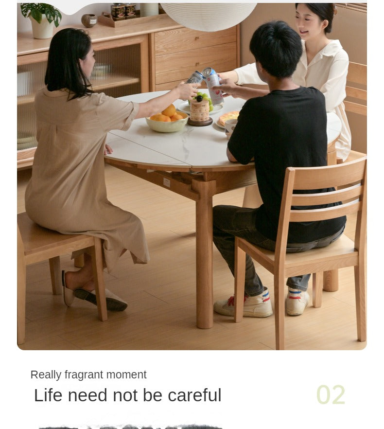 Solid Oak & Ash Wood Extendable Dining Table with Rock Plate - Perfect for Family Gatherings & Dinner Parties