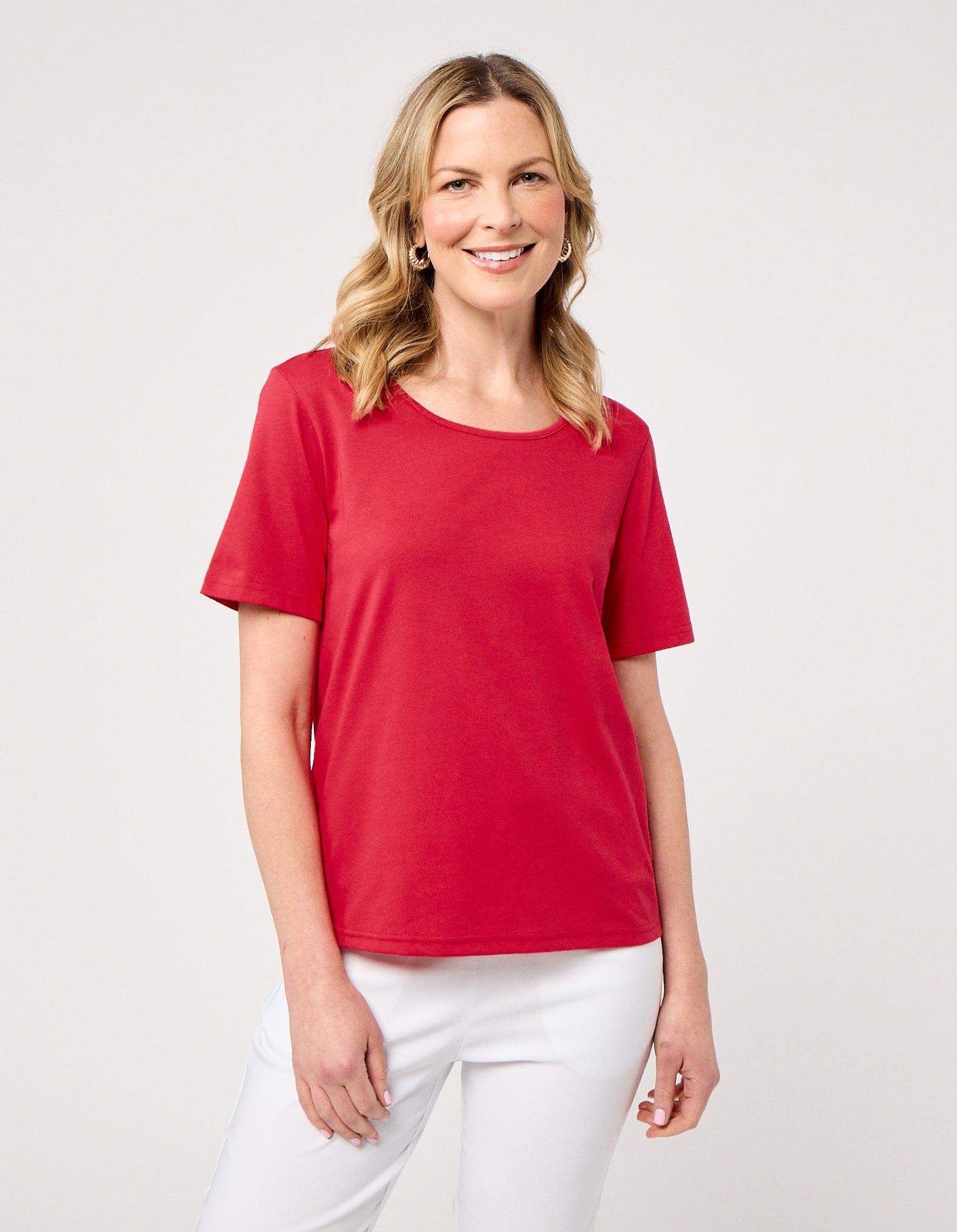 Kinnersly Women's Scoop Neck T-Shirt - Soft Cotton Casual Tee for Everyday Wear | Perfect for Work, Lounge & Weekend Outfits