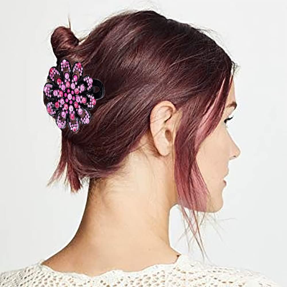 Sparkling Rhinestone Hair Clips for Women - 2PCS Duckbill Ponytail Barrettes, Multicolor Hair Accessories for Parties, Weddings & Everyday Style