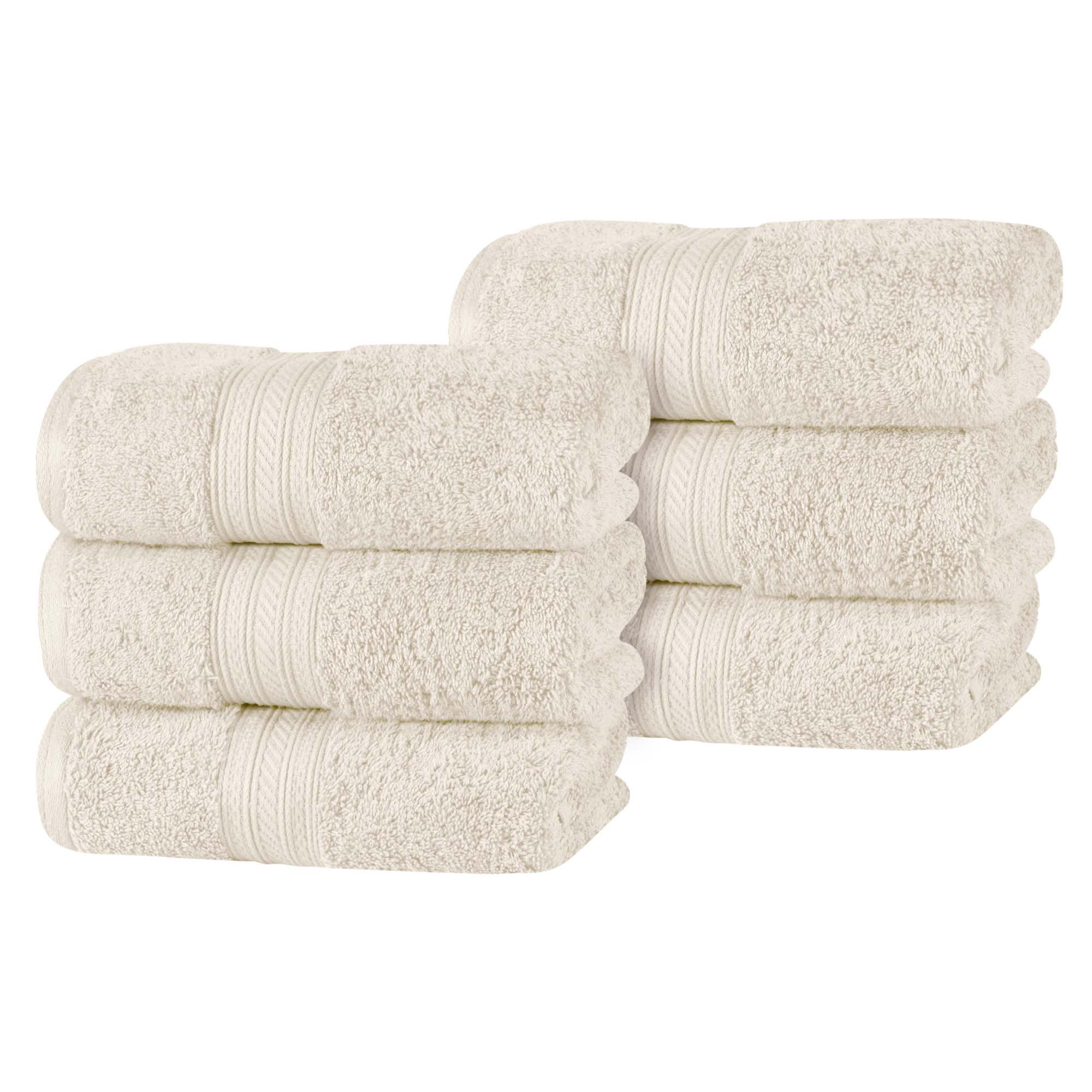 Premium 6-Pack Atlas Cotton Plush Absorbent Heavyweight Luxury Hand Towels - Soft & Quick-Drying for Bathroom, Kitchen, and Spa Use