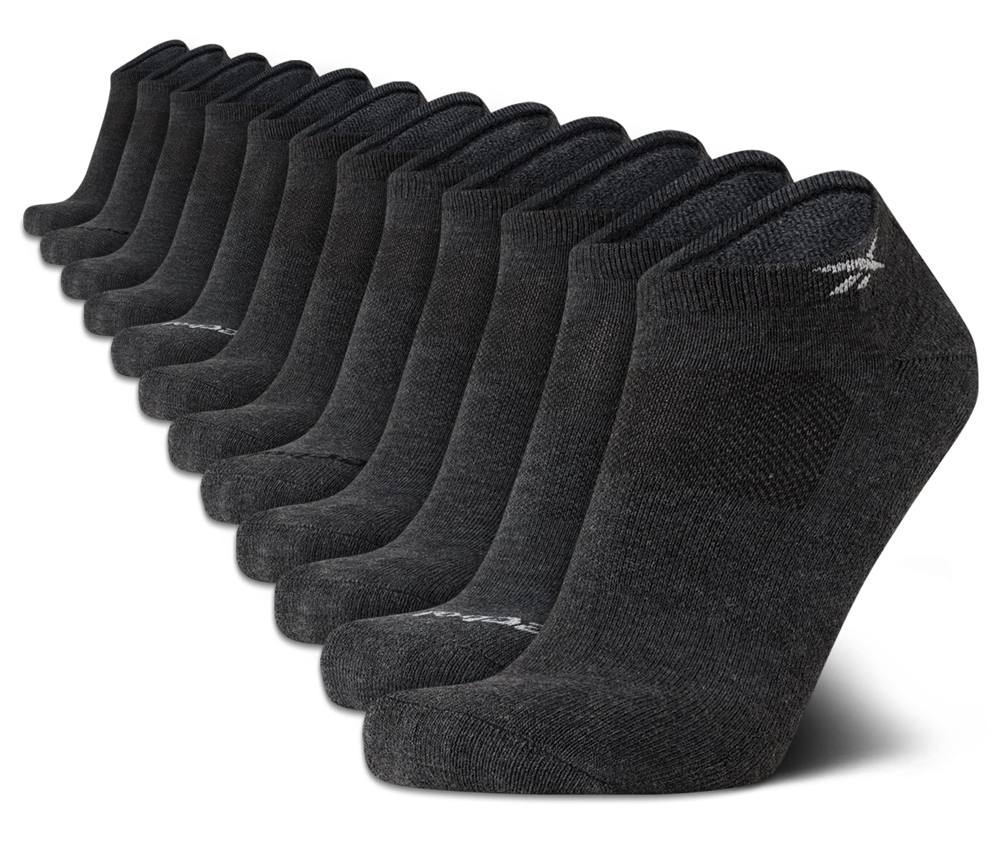 Reebok Men's Low Cut No Show Socks 12 Pack - Performance Cushion Comfort Athletic Socks for Running, Gym & Casual Wear - Breathable Lightweight Socks for Men (Shoe Size 6-12.5)