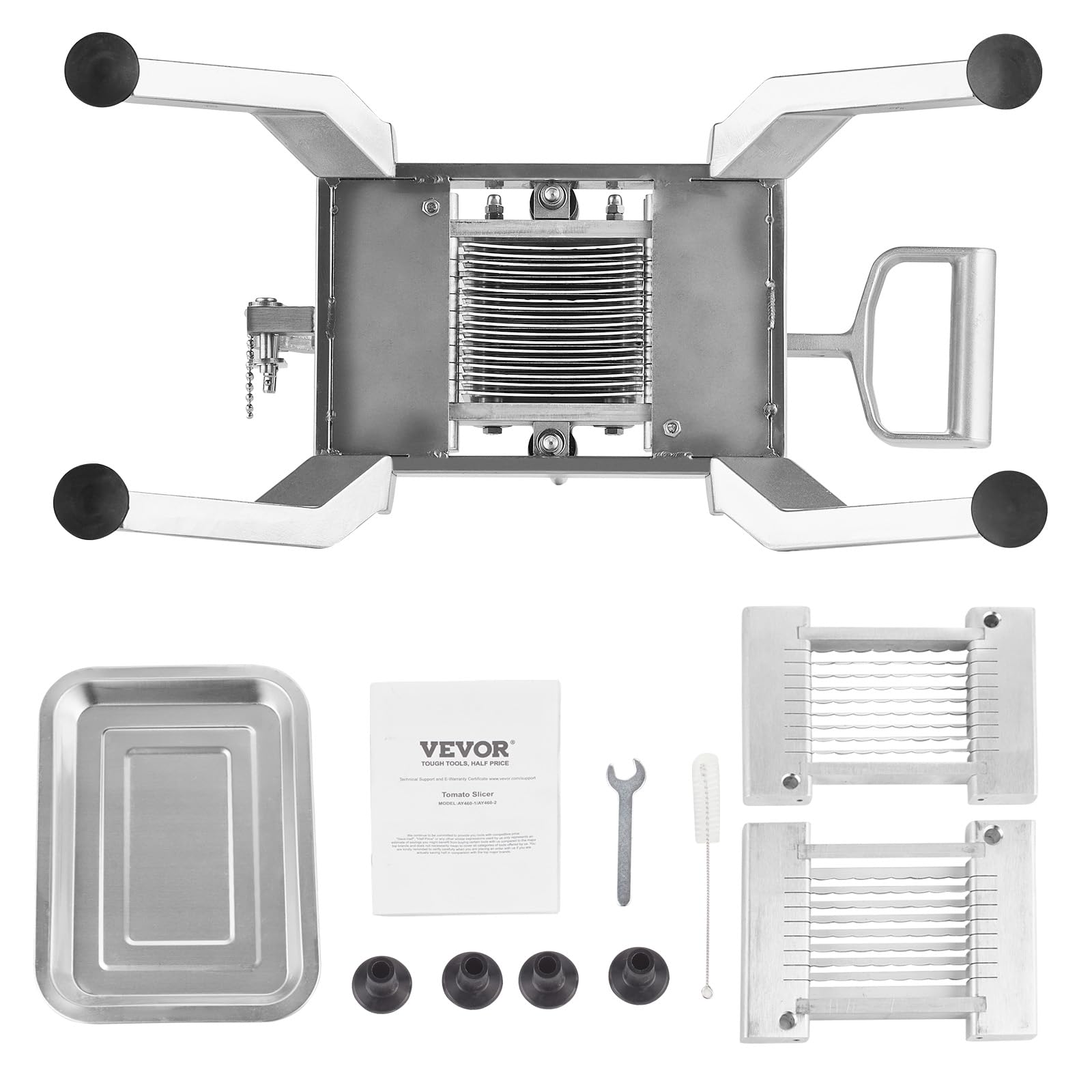 VEVOR Commercial Vegetable Slicer - 1/4 & 1/2 Inch Tomato Slicer with Stainless Steel Blade & Aluminum Alloy Body - Manual Food Cutter for Tomatoes, Onions, Potatoes - Perfect for Restaurants, Delis & Home Kitchen Prep