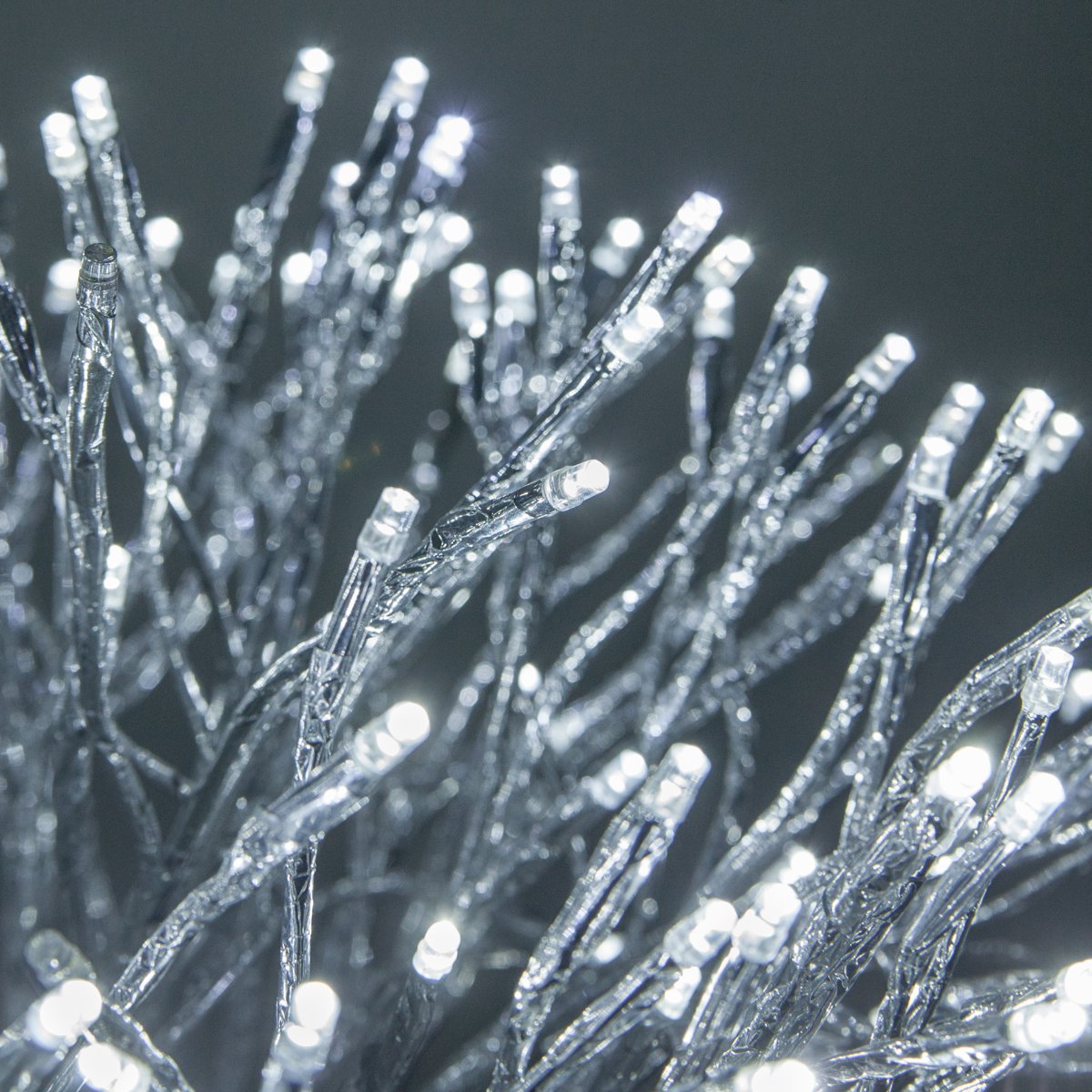 Wintergreen Lighting 24 Silver Star Burst Fairy Light Ball Cool White LED Twinkle Lights - Lighted Branches for Wedding, Party & Home Decor - Christmas Tree Ornaments, Bedroom Lighting & Outdoor Garden Decorations (24, Silver Branches/Cool White)