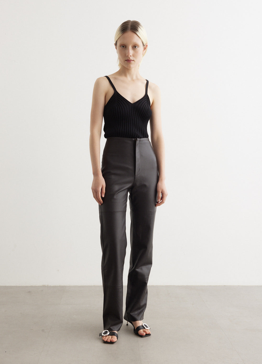 Ally Leather Trousers for Women - High Waist Faux Leather Pants, Stretchy & Comfortable - Perfect for Night Out, Party, and Casual Wear