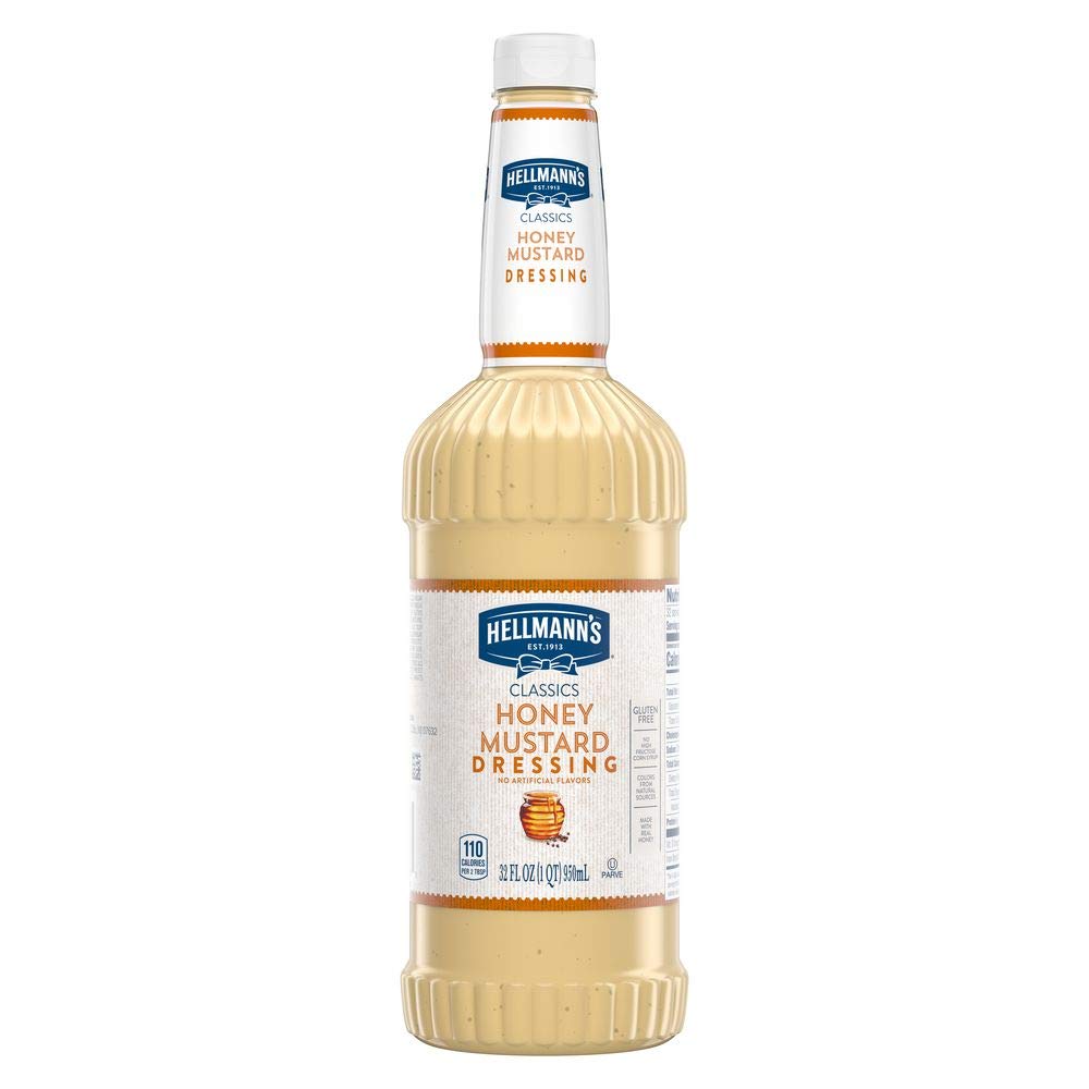 Hellmann's Classic Honey Mustard Salad Dressing - Gluten Free, No Artificial Flavors or High Fructose Corn Syrup, 32 oz (Pack of 6) | Perfect for Salads, Sandwiches, Wraps & Dipping Sauces
