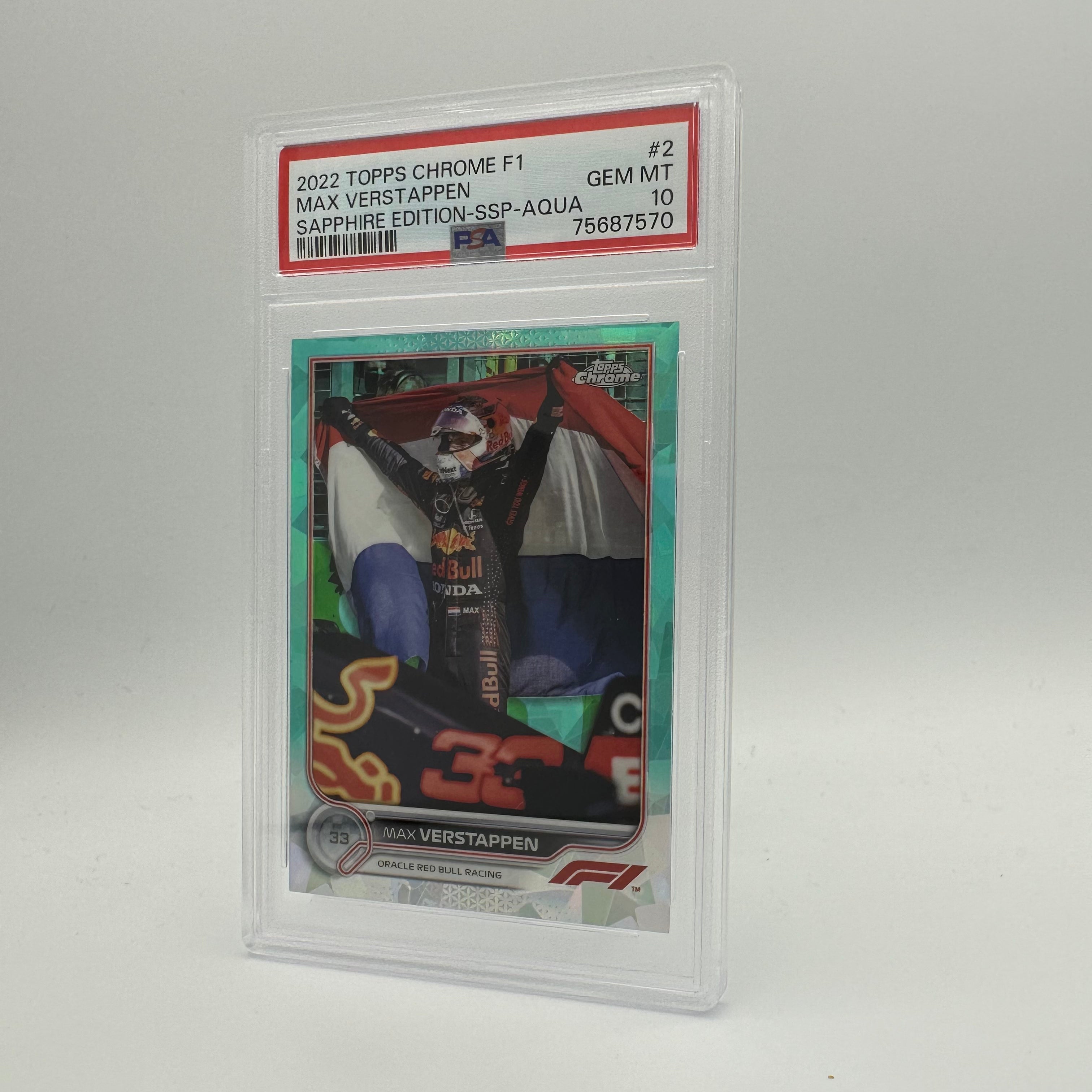 PSA 10 69/99 Max Verstappen #2 Sapphire Edition SSP Aqua - Rare F1 Racing Trading Card for Collectors & Fans