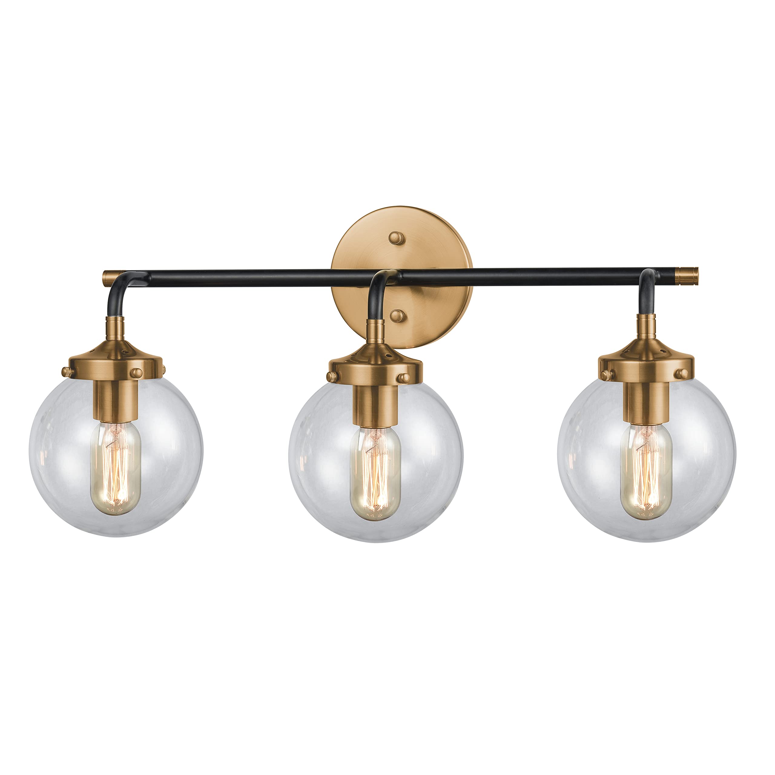 Elk Home Boudreaux 3-Light Vanity Light in Matte Black with Clear Glass - Modern Contemporary Bathroom Lighting for Vanity, Dresser, or Makeup Area