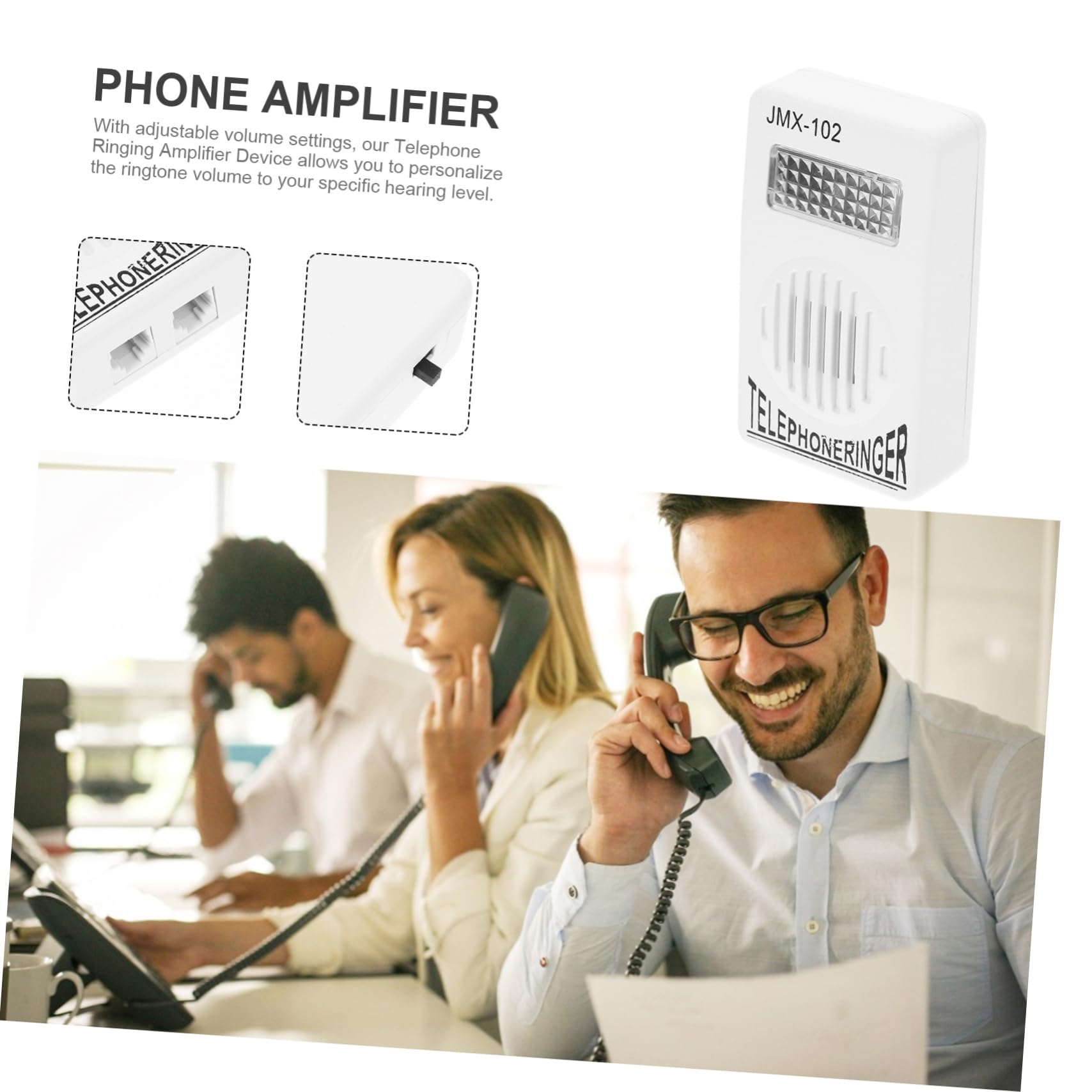 BRIGHTFUFU Phone Amplifier - 5 Pack White PP Telephone Ring Booster & Volume Enhancer for Home, Office, and Elderly Use