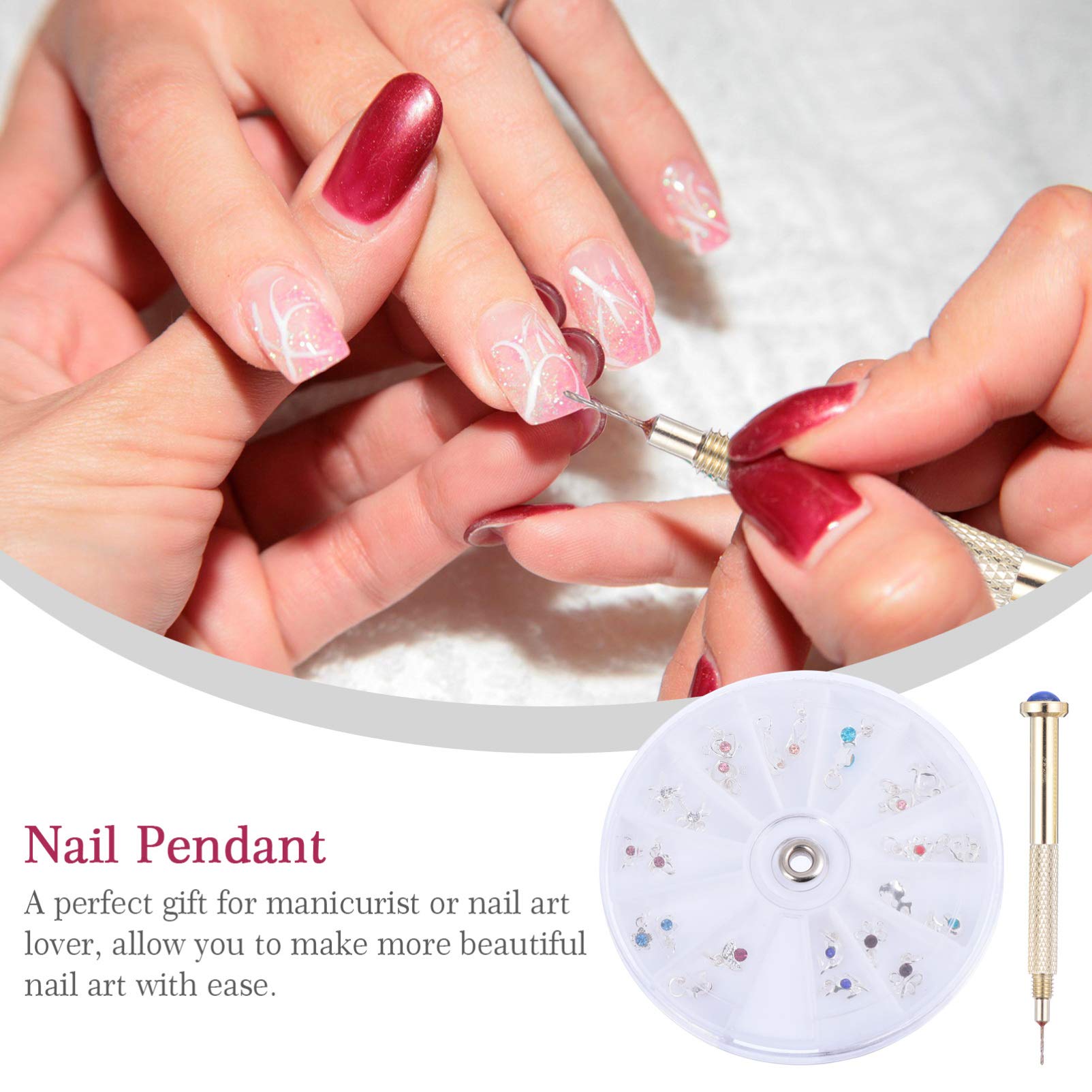 Beavorty 24pcs Nail Pendant Charms Set with Dangle Charms & Nail Piercing Drill - DIY Nail Art Decorations for Professional Nail Artists | Perfect for Salon, Home Manicure, and Nail Art Creations