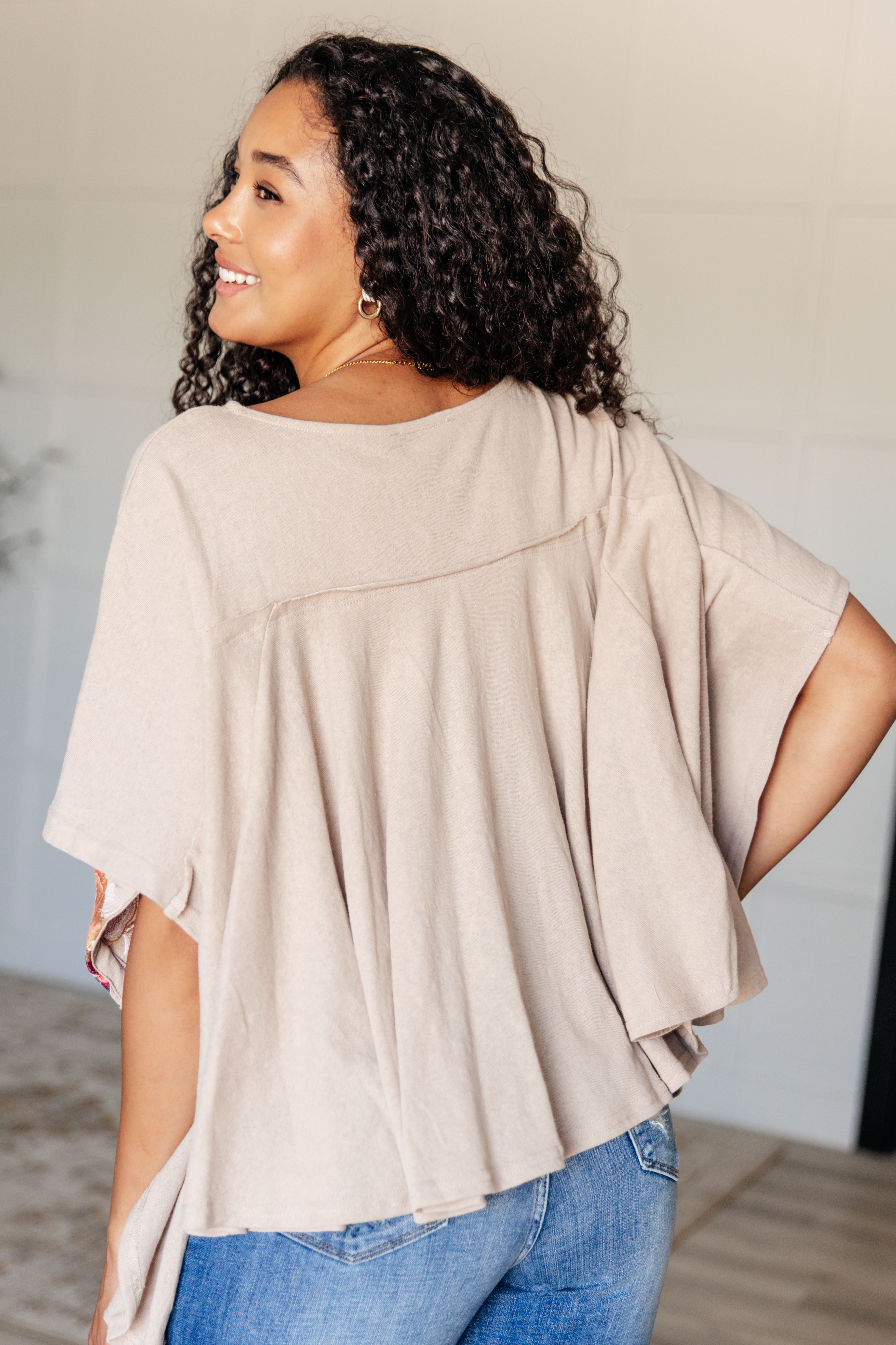 Isabel Embroidered Mocha Tunic Top for Women - Boho Chic Blouse with Floral Design, Perfect for Casual Wear, Summer Outfits & Vacation Dresses