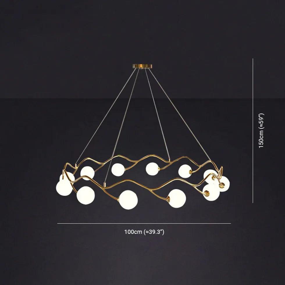 Modern Wave Shaped White Glass Ball Chandelier - Elegant Ceiling Light Fixture for Dining Room, Bedroom & Living Room Decor