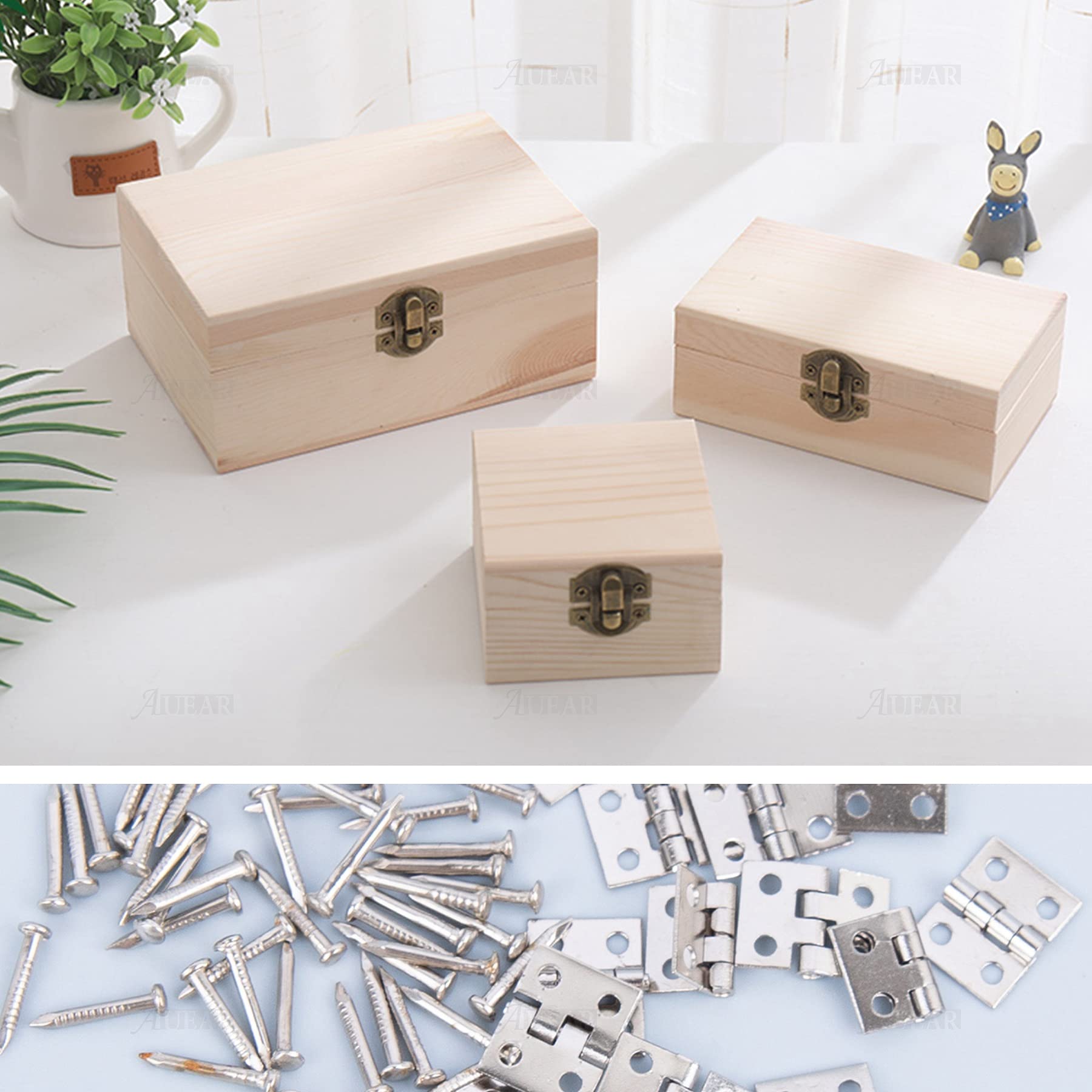 50 Pack Miniature Hinges with 200 Screws - 180 Degree Rotation Silver Jewelry Box Hardware for Furniture, Craft, Closet & Cabinet - Perfect for DIY Projects, Small Woodworking & Home Decor Upgrades