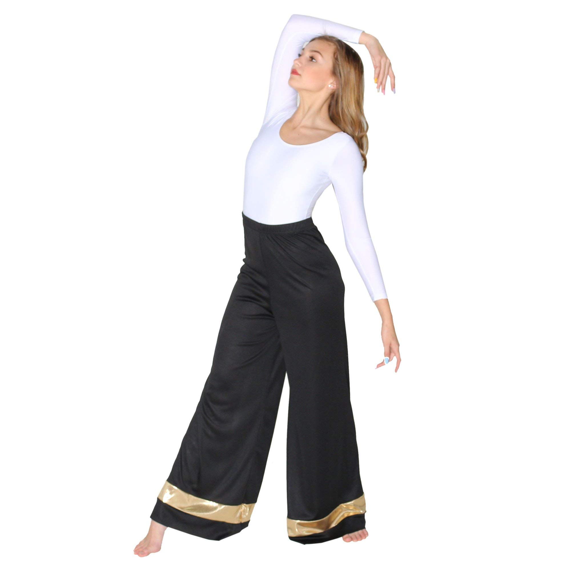 Danzcue Women's Praise Dance Palazzo Pants - Flowy Wide Leg Worship Dance Pants for Church & Performance - Comfortable & Breathable Fabric for Rehearsals & Events