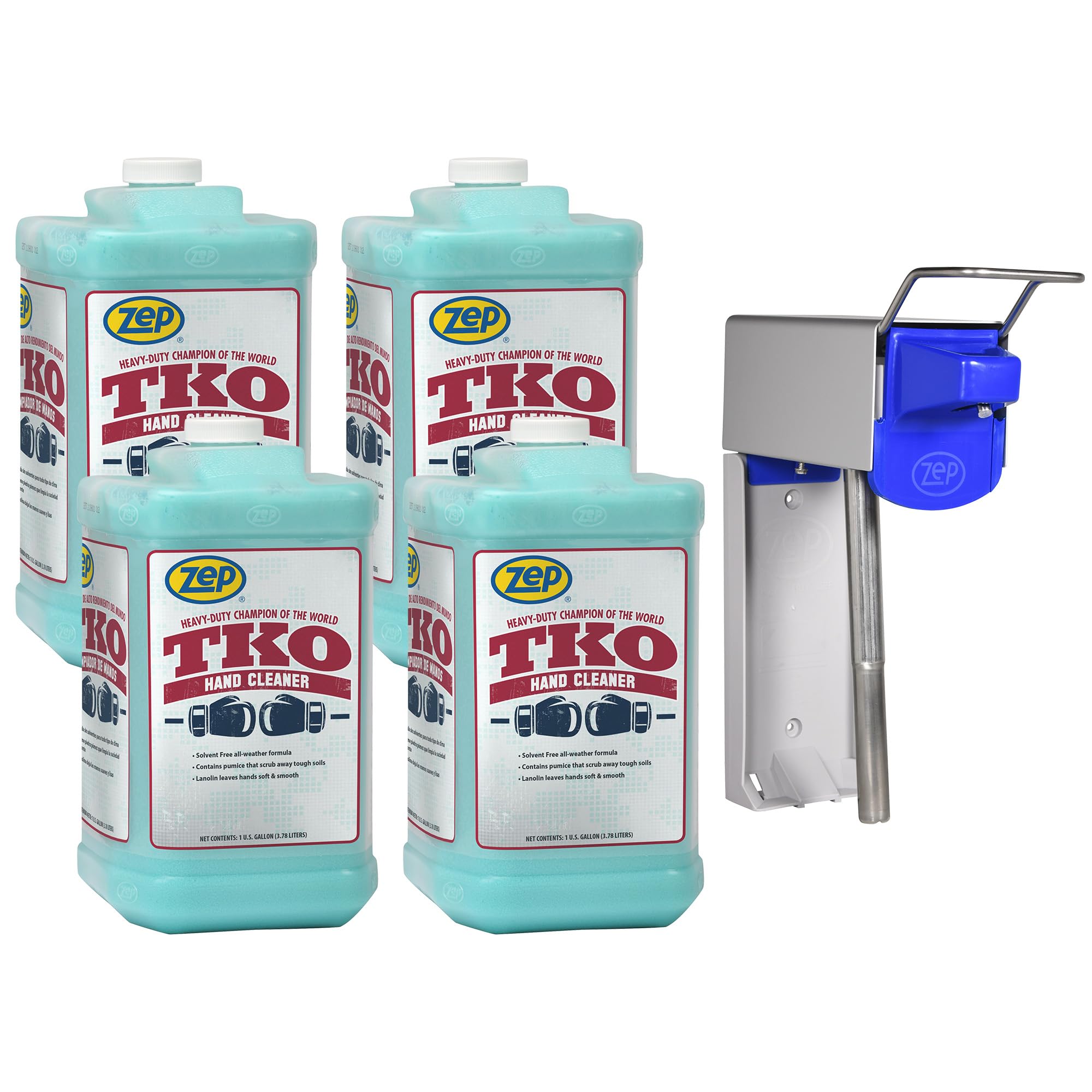 Zep TKO Heavy-Duty Industrial Hand Cleaner - 1 Gallon (Case of 4) - Professional-Grade Degreaser for Mechanics, Auto Shops & Construction Workers - Includes Dispenser for Easy Use in Garages, Workshops & Job Sites