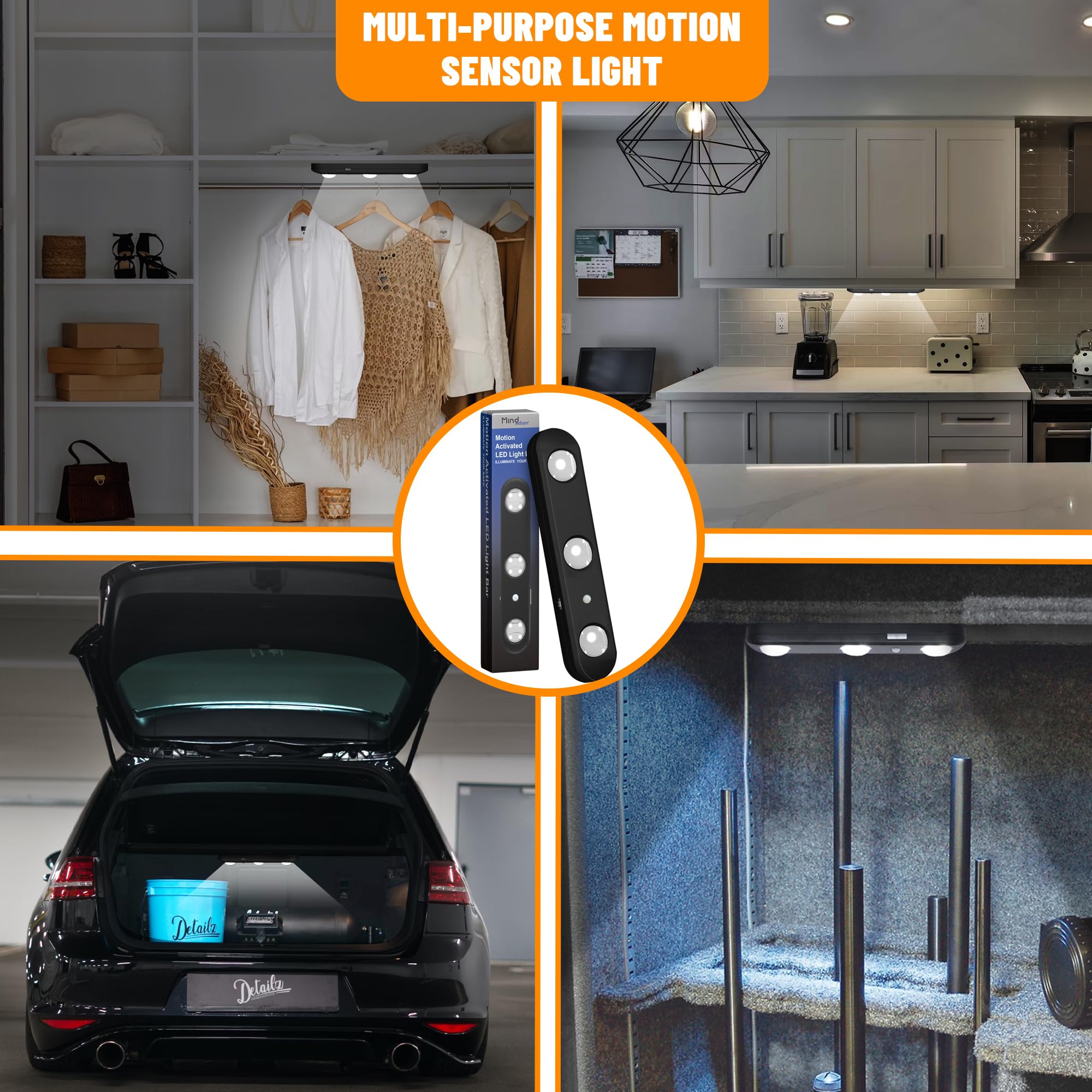 Motion Activated LED Gun Safe Light - Ultra Bright Rotatable Lens for Directional Lighting, Battery Powered (Black, 1 Pack) | Perfect for Gun Cabinets, Safes & Nighttime Security Access