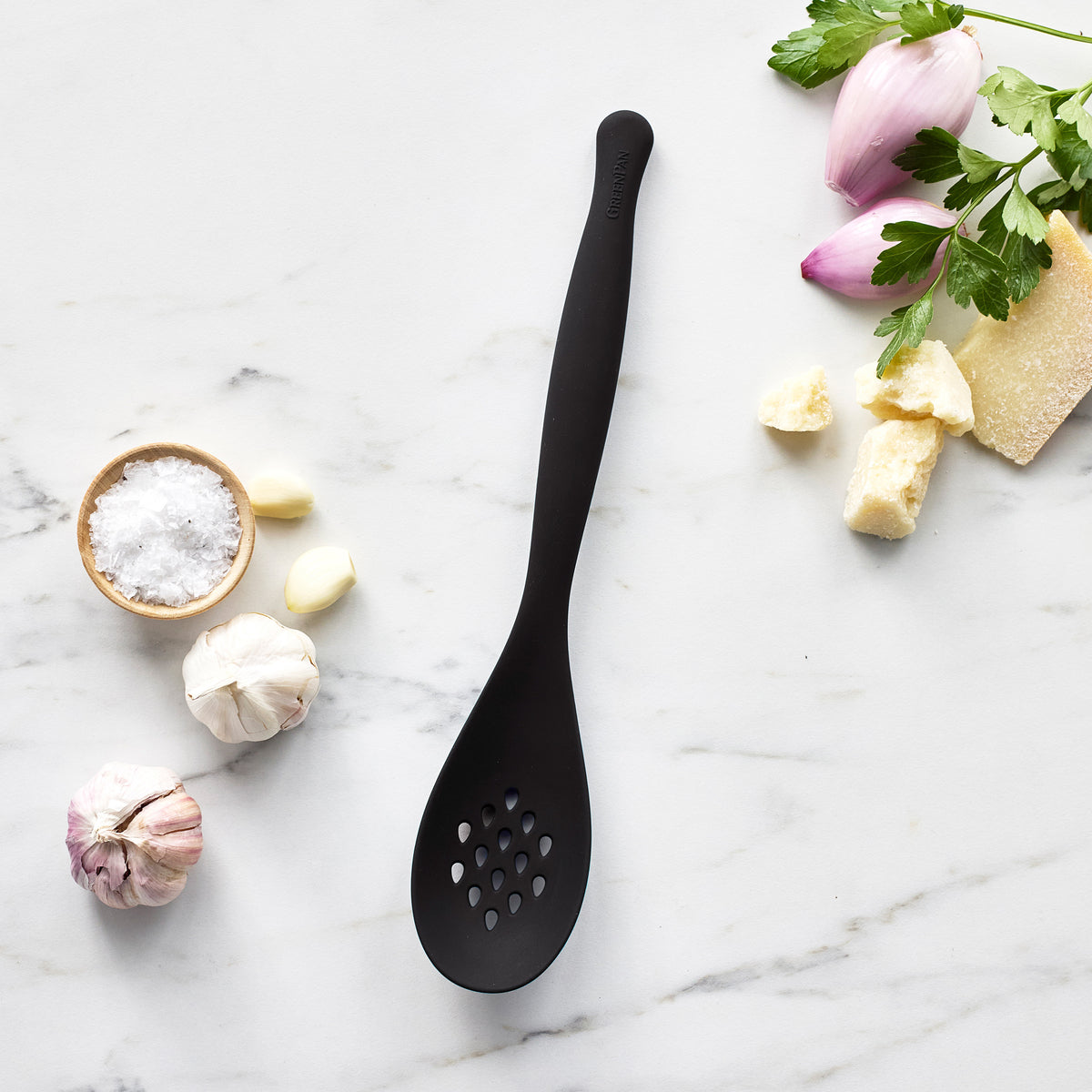 Premium Silicone Slotted Spoon - Heat-Resistant Kitchen Utensil for Cooking, Baking & Serving | Non-Slip Handle | Dishwasher Safe | Perfect for Pasta, Soup & Salad