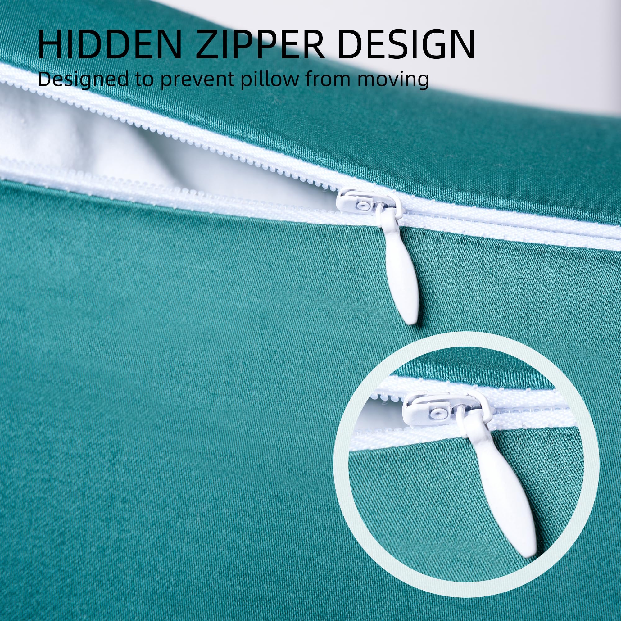2 Pack Queen Size Cooling & Breathable Cotton Pillow Protectors with Zipper - Teal Blue Pillow Cases (20