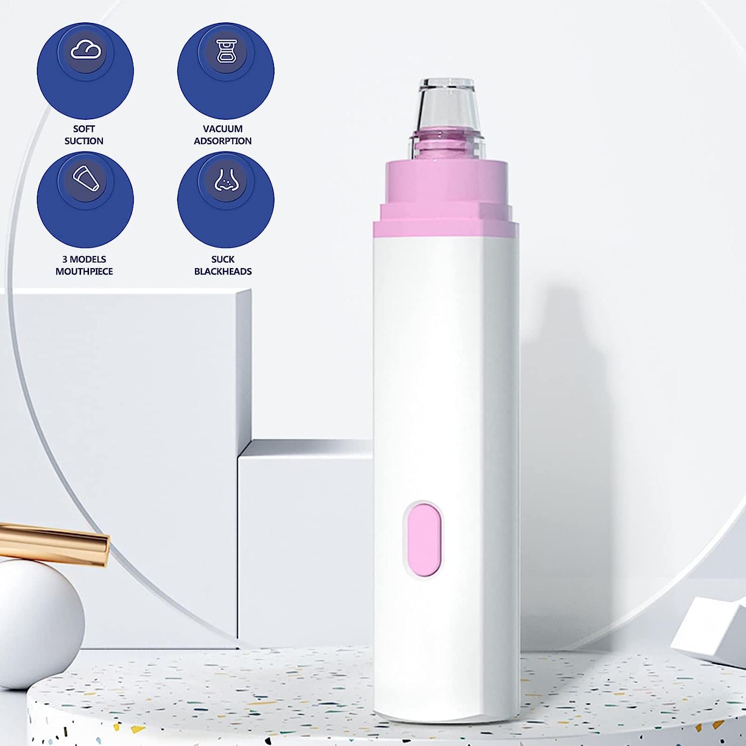 Professional Blackhead Remover Vacuum Kit - 3 Suction Nozzles for Acne Treatment, Pore Cleansing & Oil Control | Facial Care Tool for Blackhead Removal & Skin Purification at Home Spa