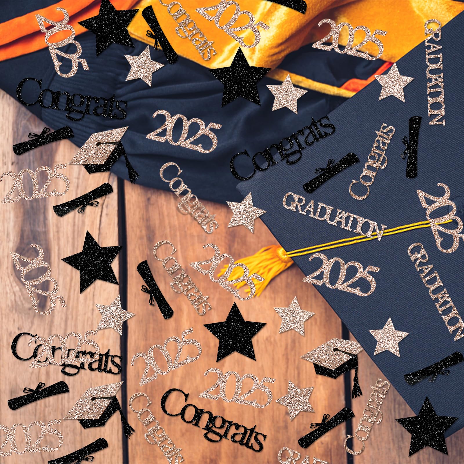200Pcs Rose Gold Graduation Confetti for Class of 2025 - Elegant Table Decorations for Graduation Parties, Ceremonies & Celebrations