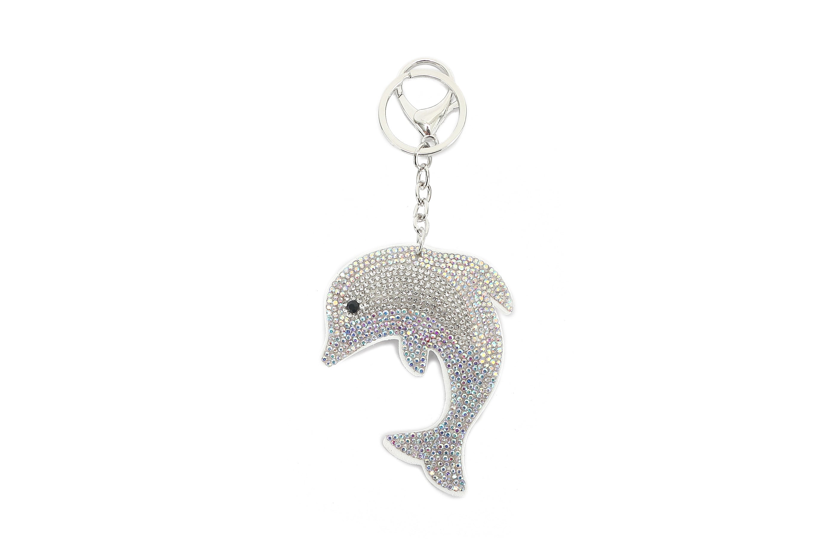 Crystal Dolphin Bag Charm - Elegant White Dolphin Pendant for Handbags, Backpacks & Keychains - Perfect Gift for Animal Lovers & Beach Enthusiasts