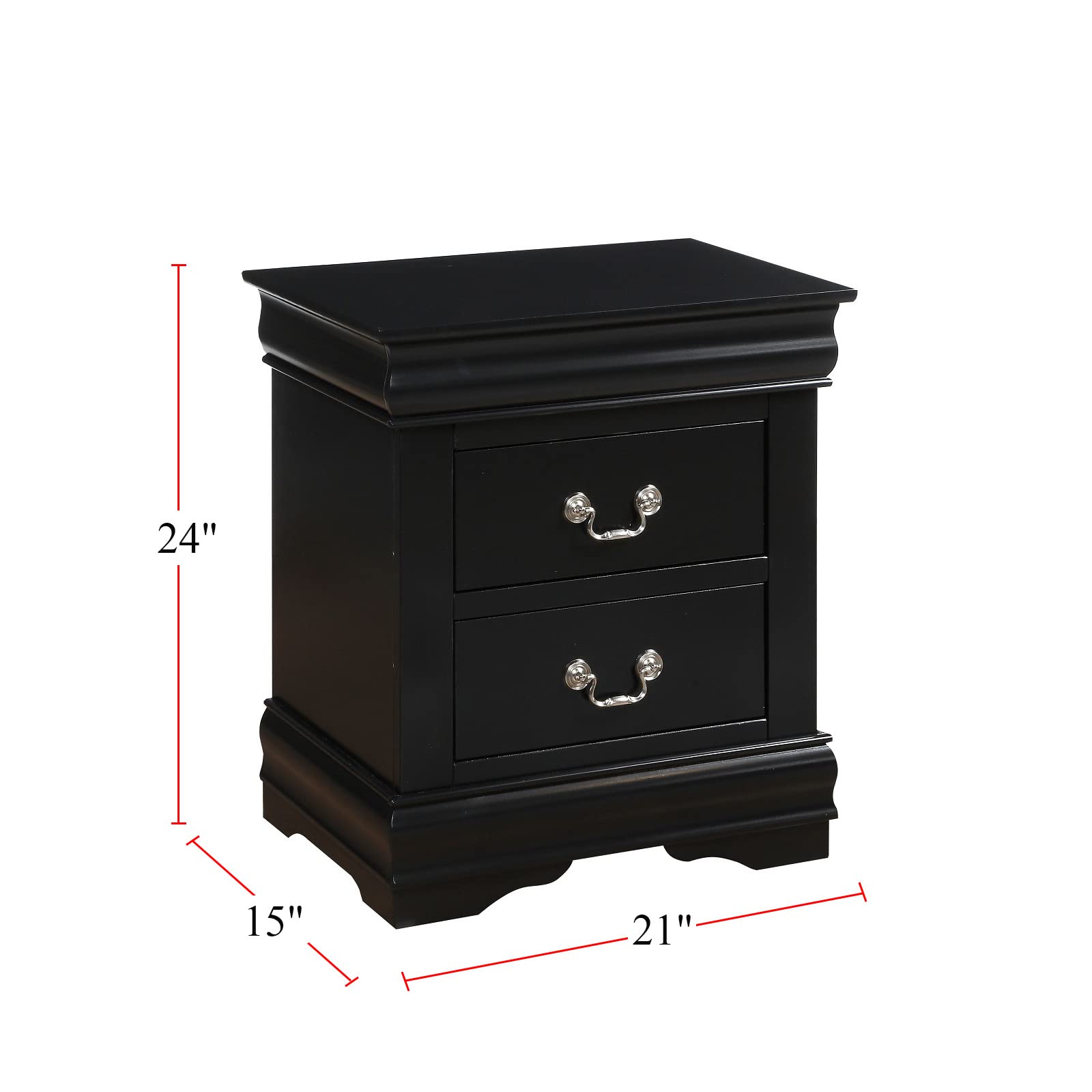 Simple Relax 2-Drawer Nightstand in Black - Modern Bedside Table for Bedroom, Living Room & Office - Perfect for Storage & Organization