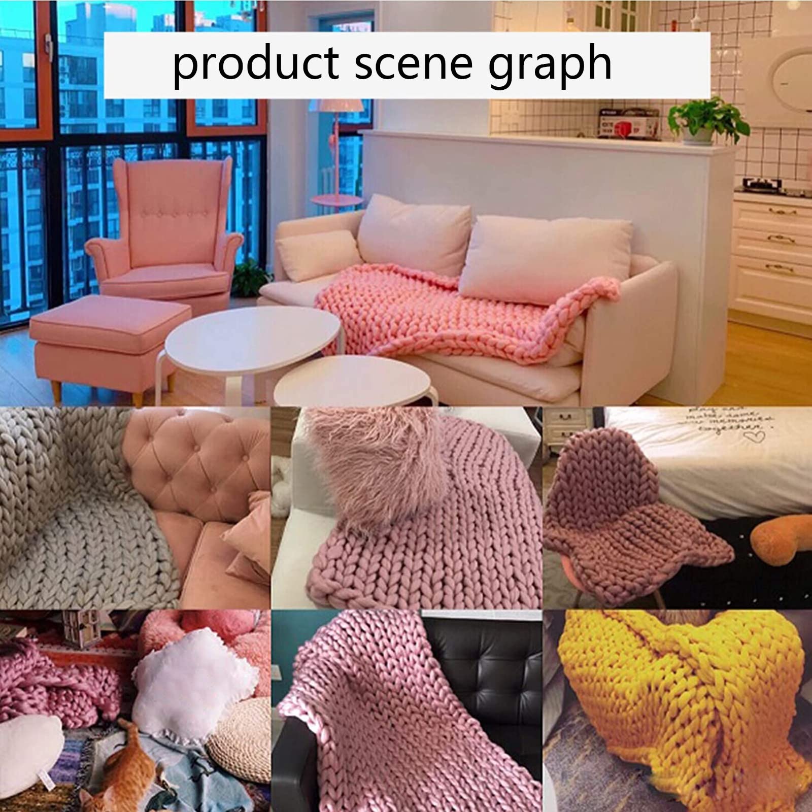 Chunky Knit Throw Blanket - Handmade Soft Wool Blanket for Bed, Couch & Floor - Cozy Home Decor for Bedroom, Living Room, Yoga & Car Use - Warm Knitted Bedspread for Winter Comfort