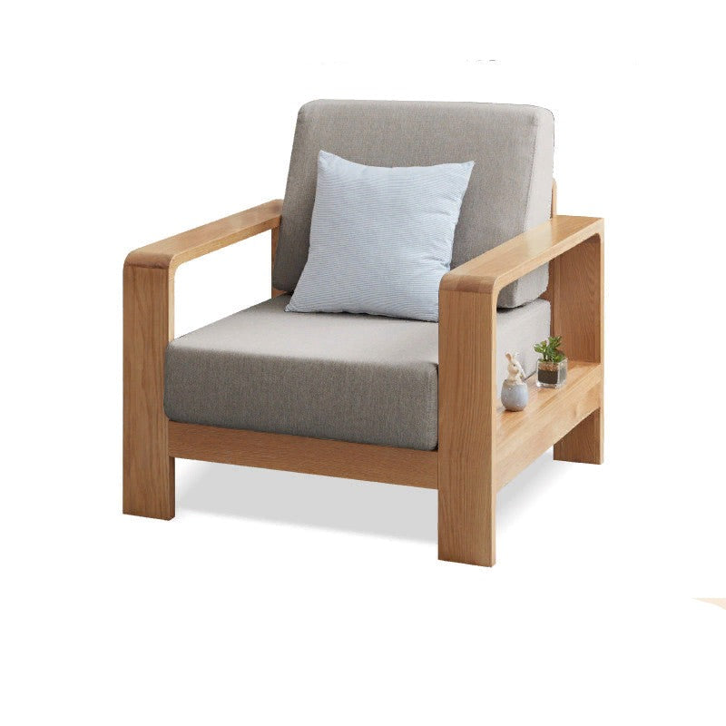 Oak Solid Wood Modern Fabric Sofa - Contemporary Living Room Furniture for Small Spaces & Apartments | Durable & Stylish Home Decor