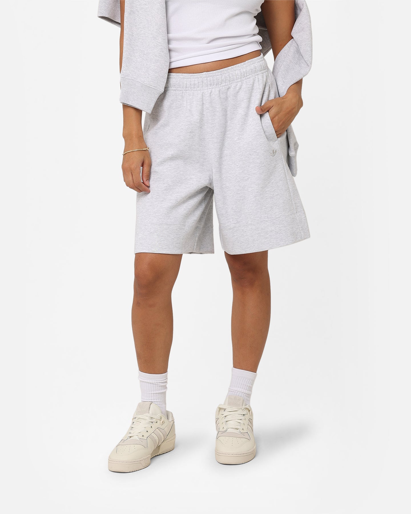 Adidas Women's Essentials 3-Stripe Light Grey Athletic Shorts - Perfect for Running, Gym Workouts & Casual Wear