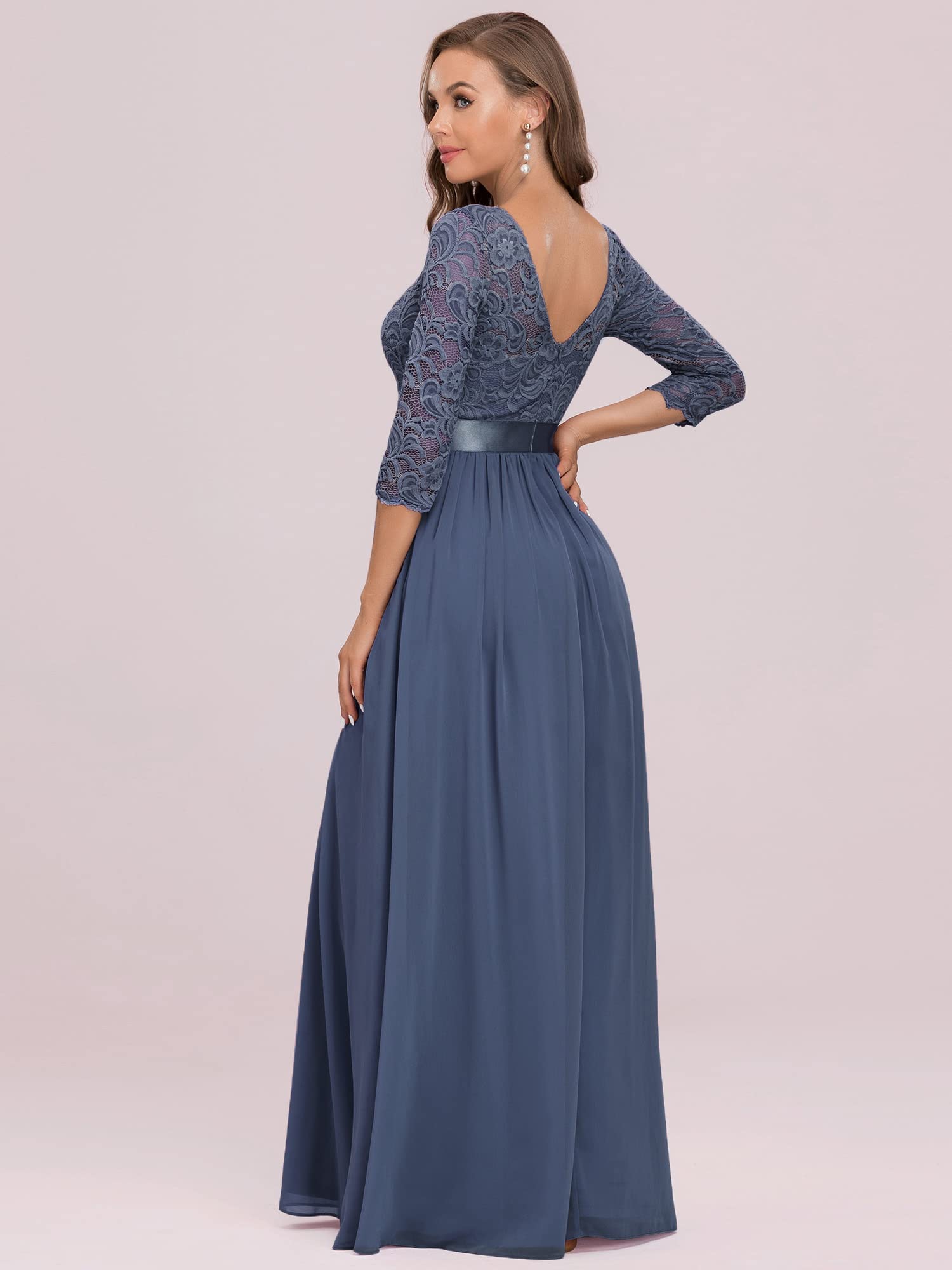 Ever-Pretty Women's 3/4 Sleeve Empire Waist Bridesmaid & Mother of The Bride Maxi Dresses - Perfect for Weddings, Formal Events & Special Occasions