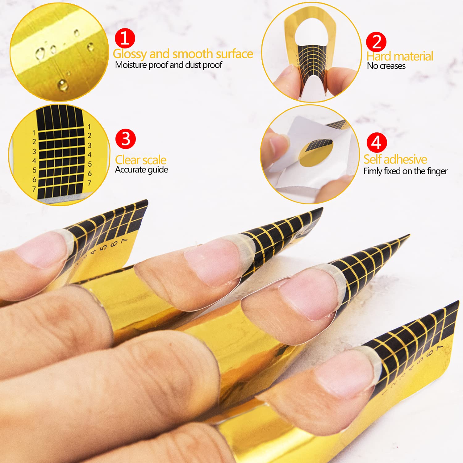 500 PCS Clear Acrylic Nail Forms for Polygel & Gel Extensions - Reusable Rectangle Nail Guide Stickers for DIY Manicure, Nail Art Design - Perfect for Salon Professionals & Home Nail Kits