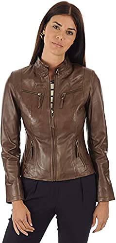 Azrah Traders Women's Genuine Leather Jacket - Winter Motorcycle Biker Bomber Jacket for Riding | Warm & Stylish Outerwear for Casual Wear, Bike Trips & Night Out