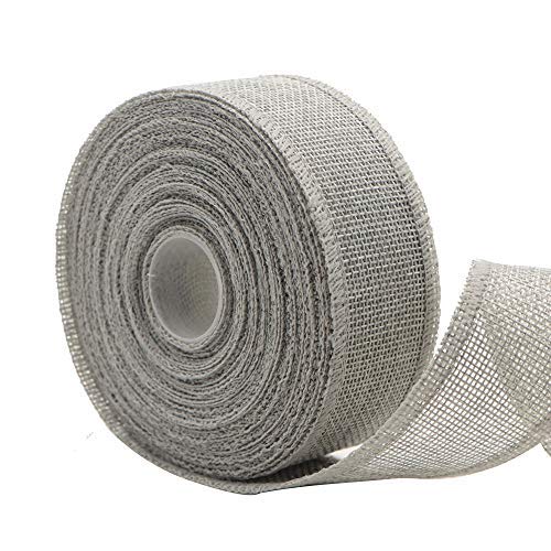 Burlap Ribbon Silver 1-1/2 Inch x 10 Yards - Handmade Craft Wedding Decor, Gift Wrapping, DIY Bows, Floral Arrangements, Party & Home Decoration