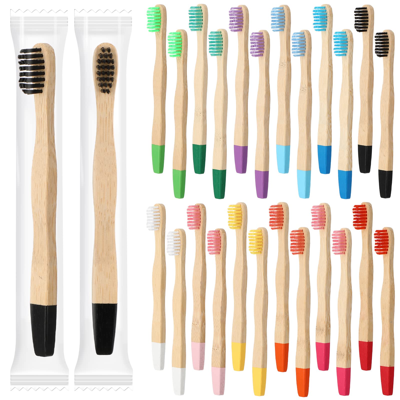 **Estune 24-Pack Kids Bamboo Toothbrushes with Soft Bristles - Individually Wrapped, Eco-Friendly Manual Toothbrush for Toddlers, Children & Adults - 5.7 Inch Travel & School Oral Care Supplies - Perfect for Home, Travel & Daily Hygiene**