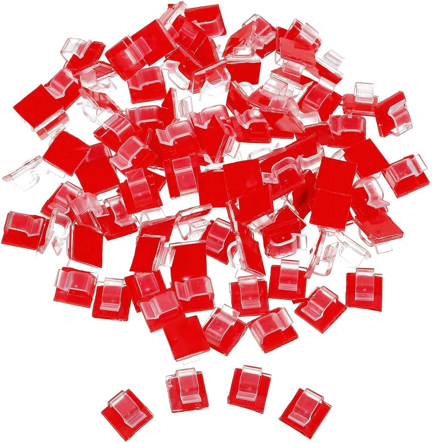 100-Pack Mini Outdoor Cable Clips with Adhesive - Self-Stick Wire Holders for Christmas Lights, Fairy Lights & Home Decor - Perfect for Organizing Holiday Lighting, Garden Decor & Indoor Cable Management