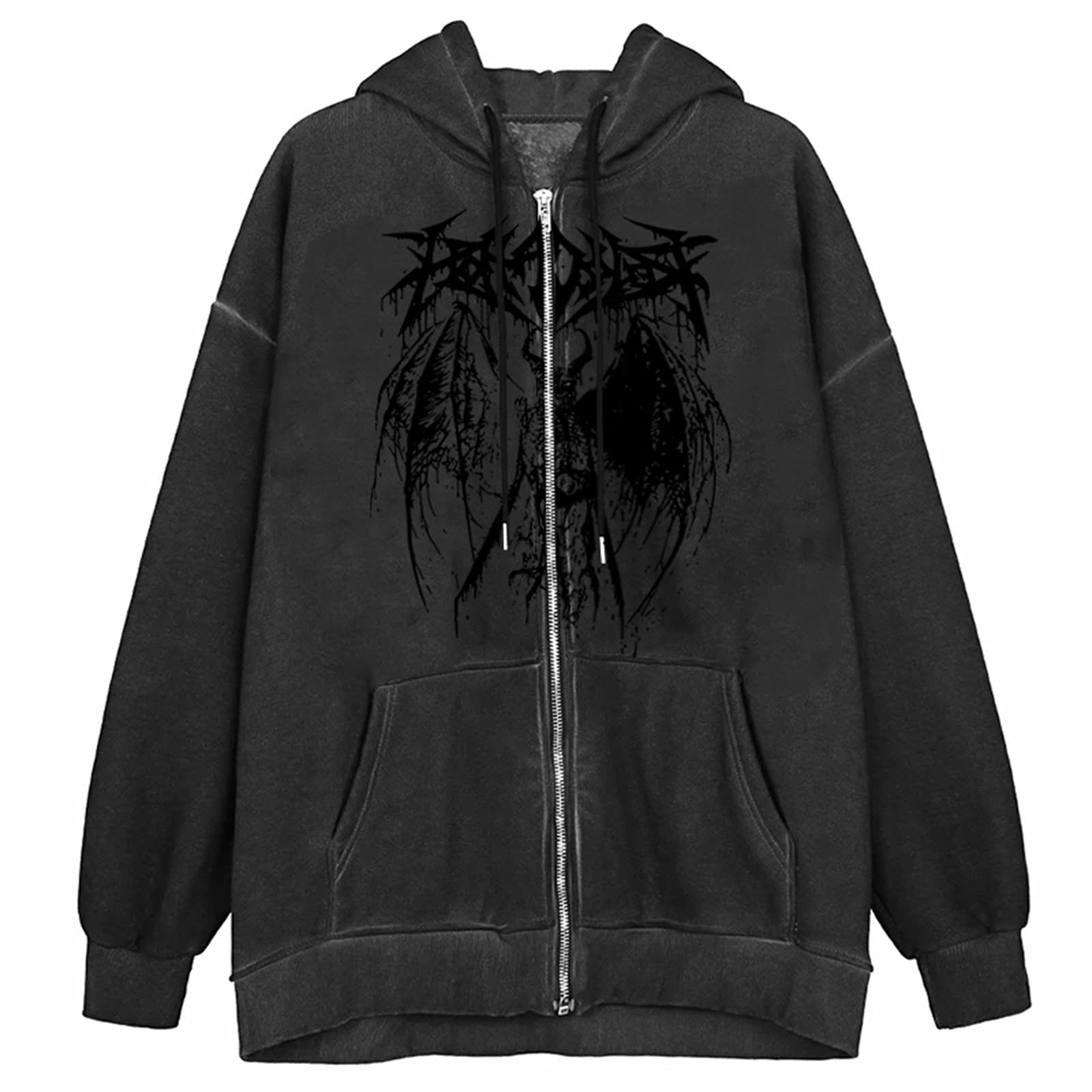 Women's Oversized Graphic Cartoon Print Hoodie - Long Sleeve Zip Up Casual Coat | Y2K E-Girl Streetwear Jacket for Urban Fashion & TikTok Outfits