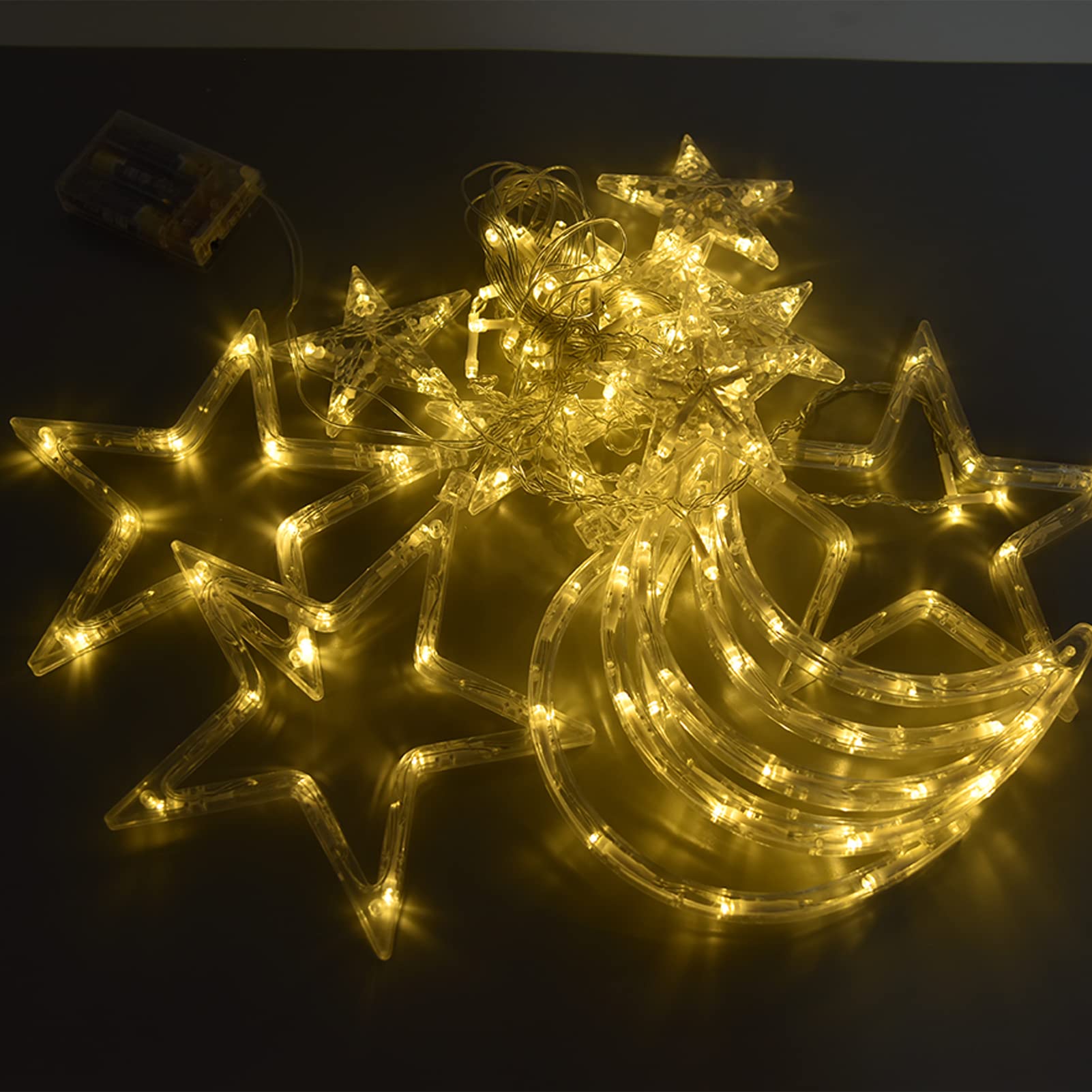 Haofy 126 LED Star String Lights - 3m Battery Operated Twinkle Fairy Lights with 2 Modes | Indoor Outdoor Decor for Ramadan, Wedding, Christmas, Garden, Window & Party Decorations | Perfect for Bedroom, Patio, and Holiday Displays
