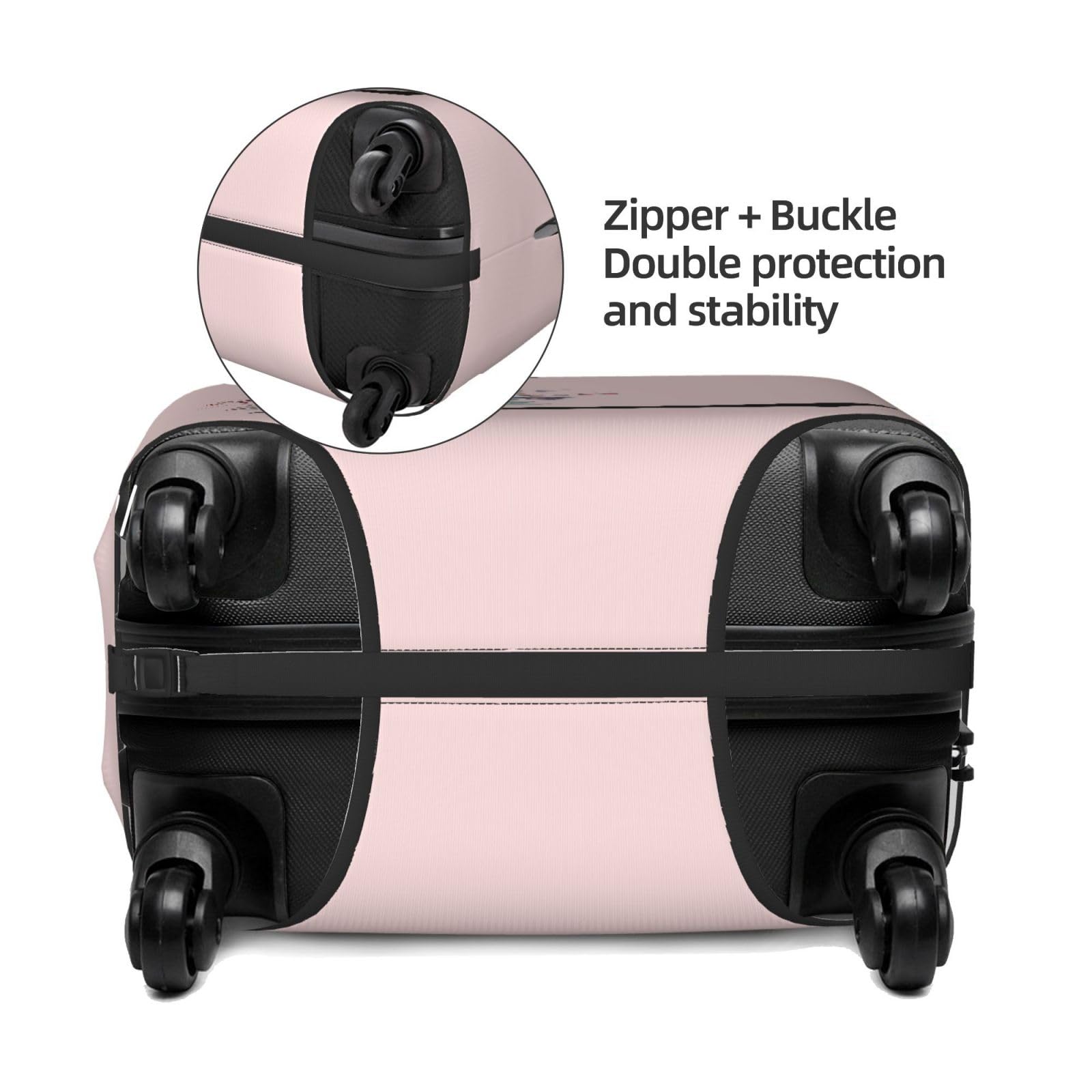 Spandex Travel Luggage Cover - Cute Pink Suitcase Protector with Boho Floral Design, Anti-Scratch & Dust-Proof Washable Sleeve for Kids & Adults (Fits 22-24 Inch Luggage) - Perfect for Airplane Travel, Vacation Trips & Suitcase Protection